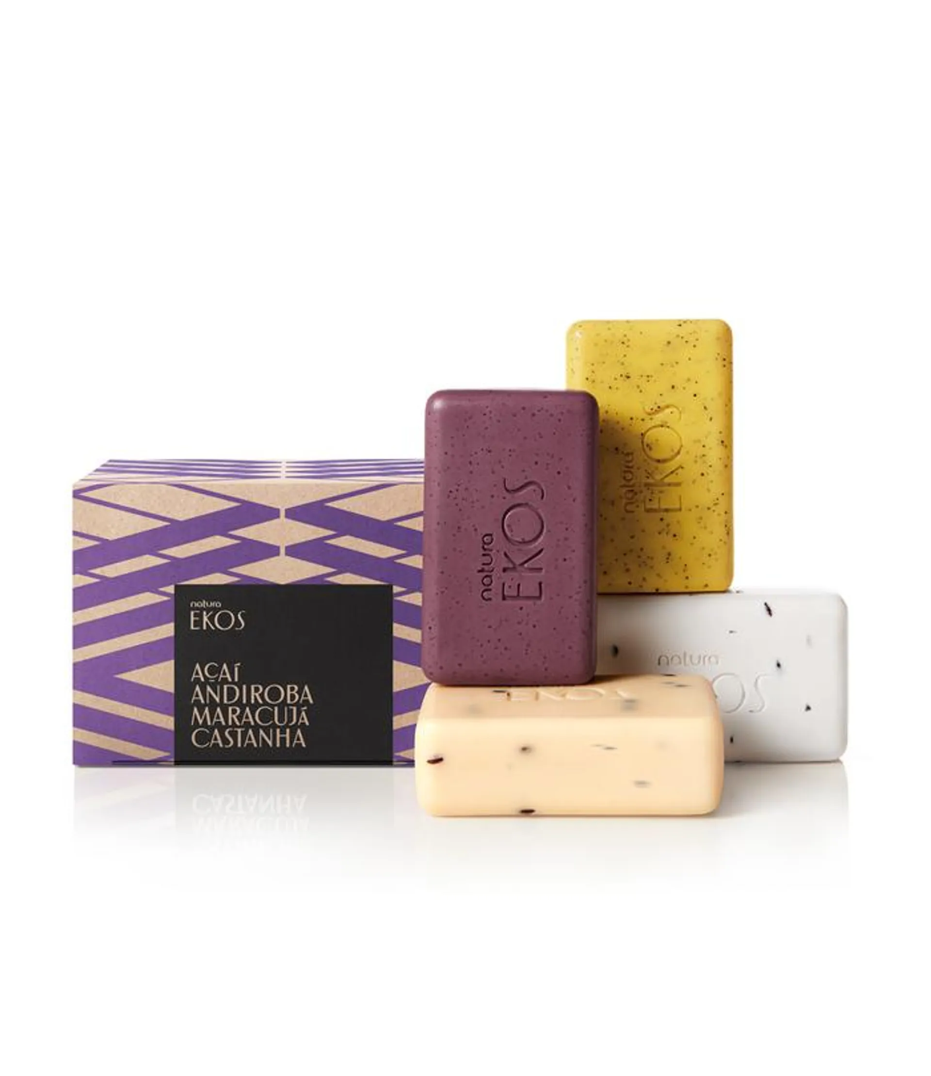 Ekos Exfoliating Multipack Bar Soap Set: Açaí, Andiroba, Maracujá & Castanha