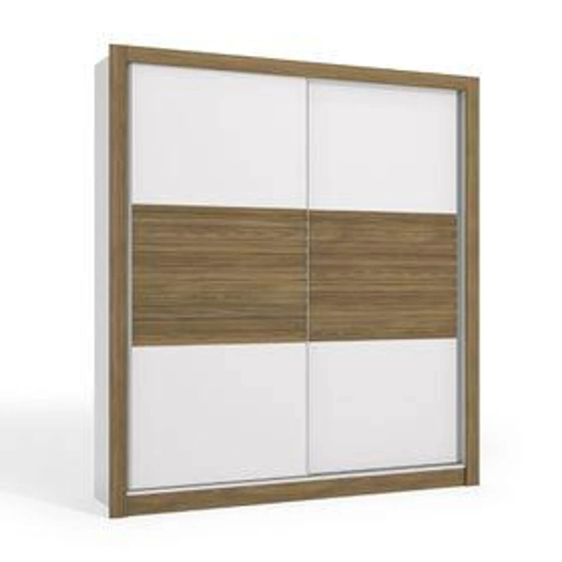 Guarda Roupa Kappesberg M561 2 Portas de Correr e 3 Gavetas Branco e Nogueira