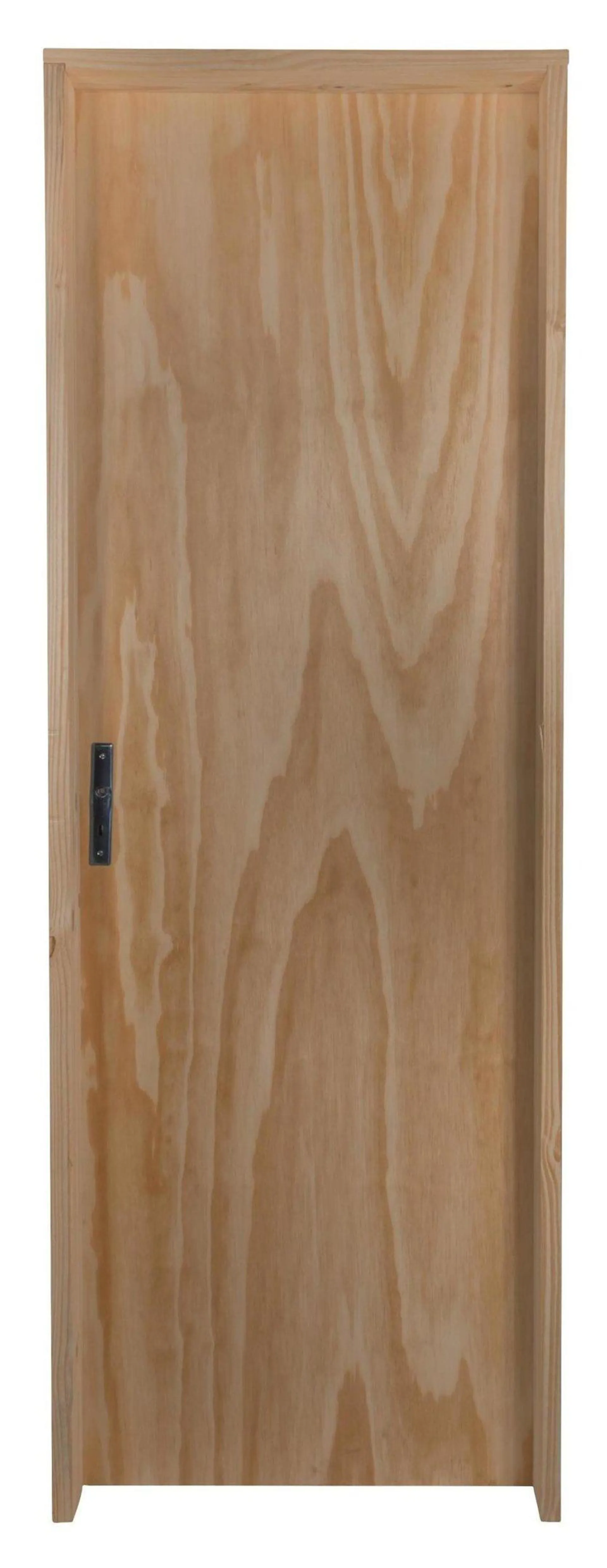 Porta de Madeira Pinus Montada Interna 2549 70x213x14cm Fechadura Cromada Esquerda