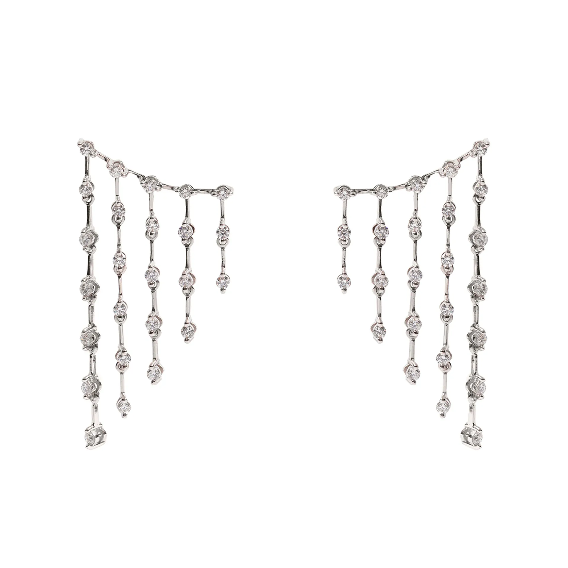 Brinco Diamond Fringe | Ouro Branco 18K e Diamantes