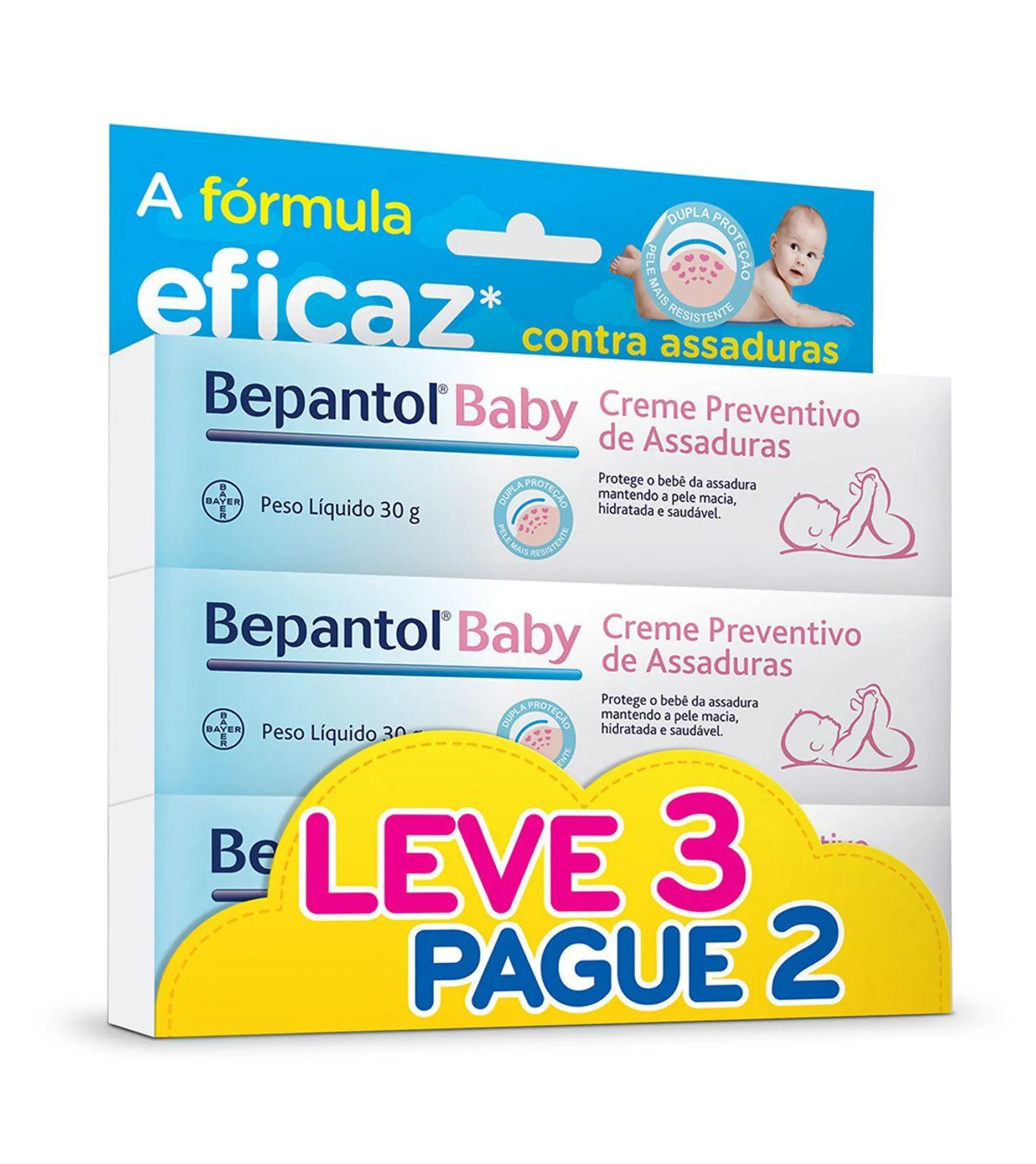 Kit Leve 3 Pague 2 Bepantol Baby 30g Creme Para Assaduras