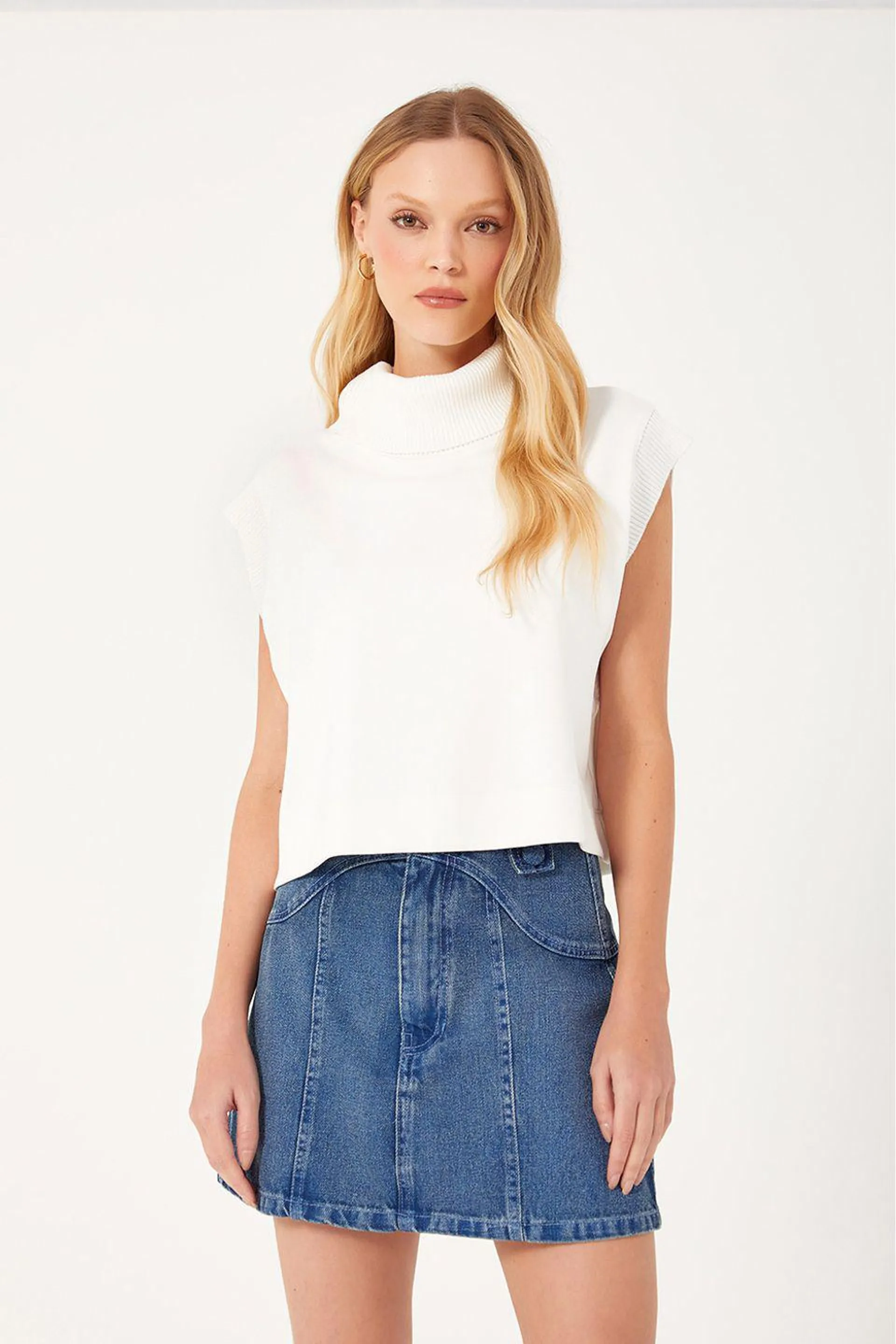 Saia Jeans Botoes