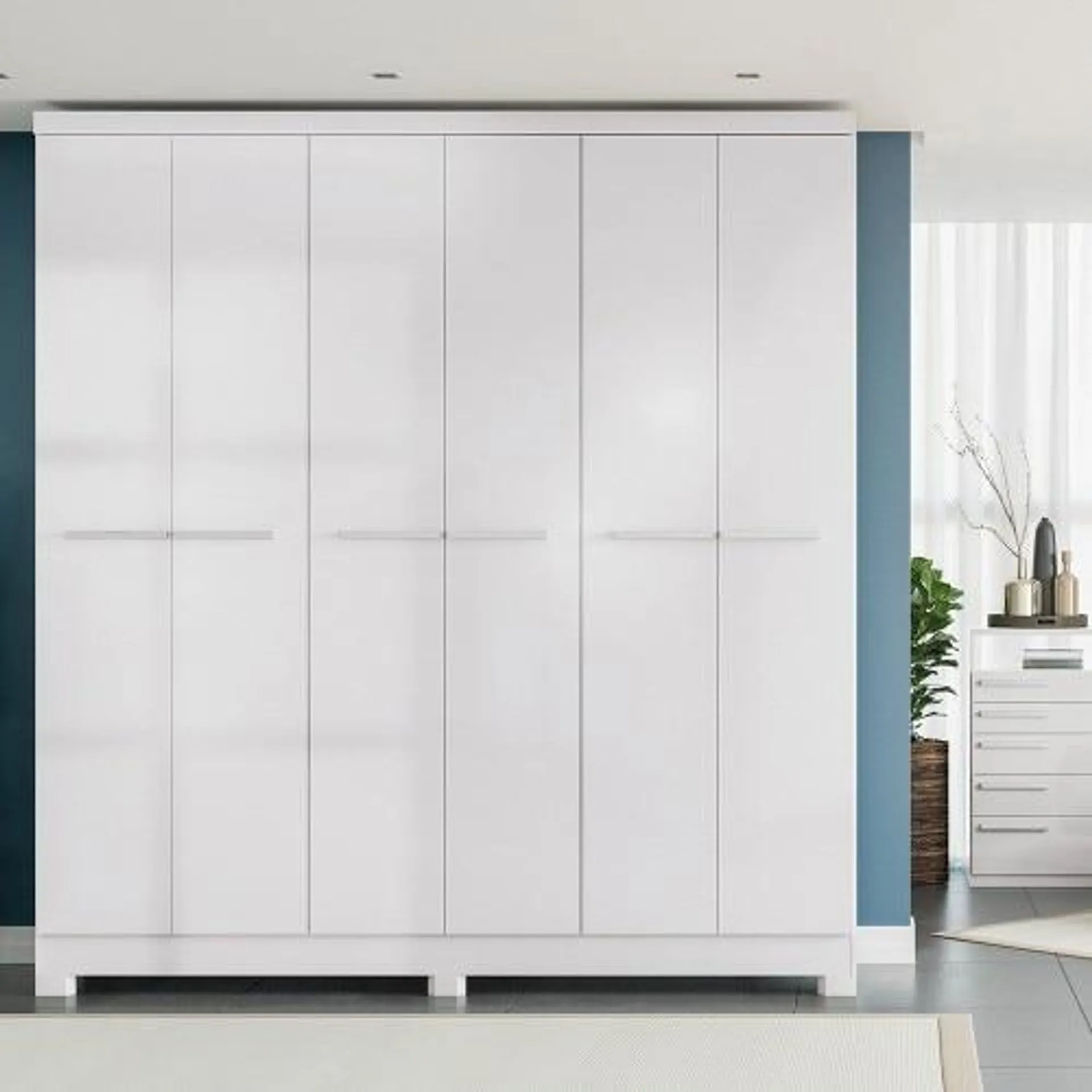 Guarda-Roupa Casal 6 Portas Kappesberg E530, Branco, 202 cm