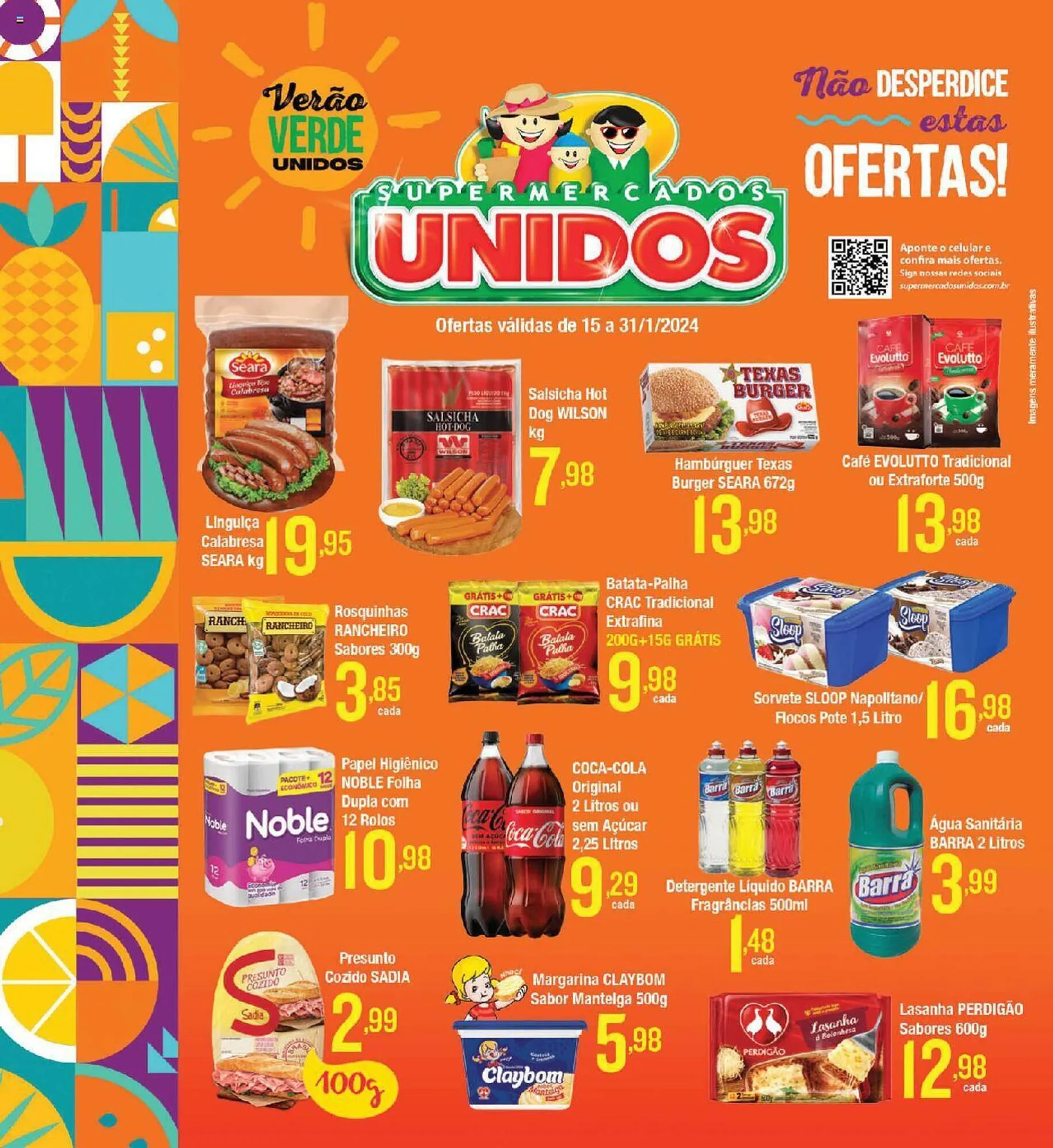 Encarte de Catálogo Supermercados Unidos 15 de janeiro até 31 de janeiro 2024 - Pagina 1
