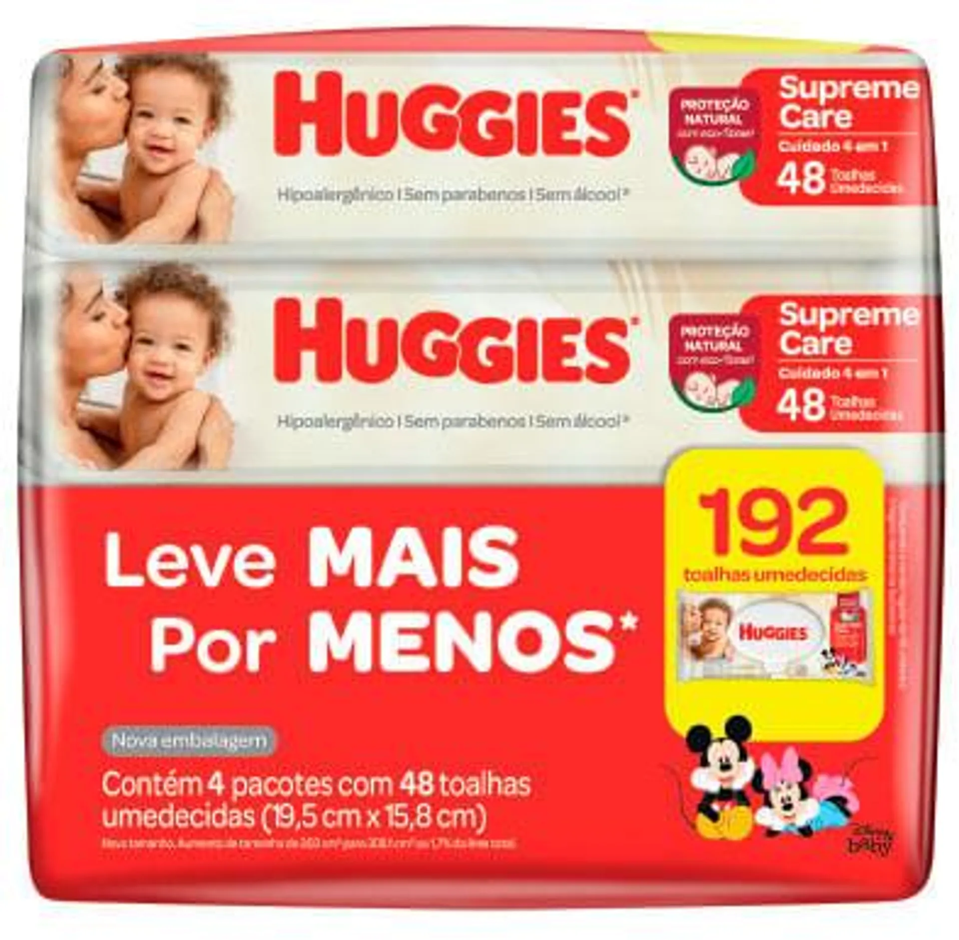 Pack Toalha Umedecida Infantil Disney Baby Huggies Supreme Care Pacote 4 Unidades Leve Mais Pague Menos