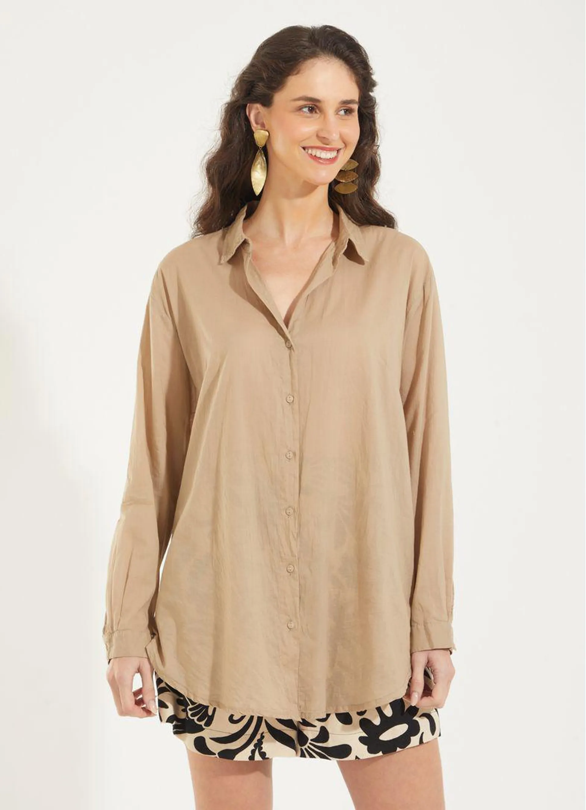 Camisa voil over madressilva caqui