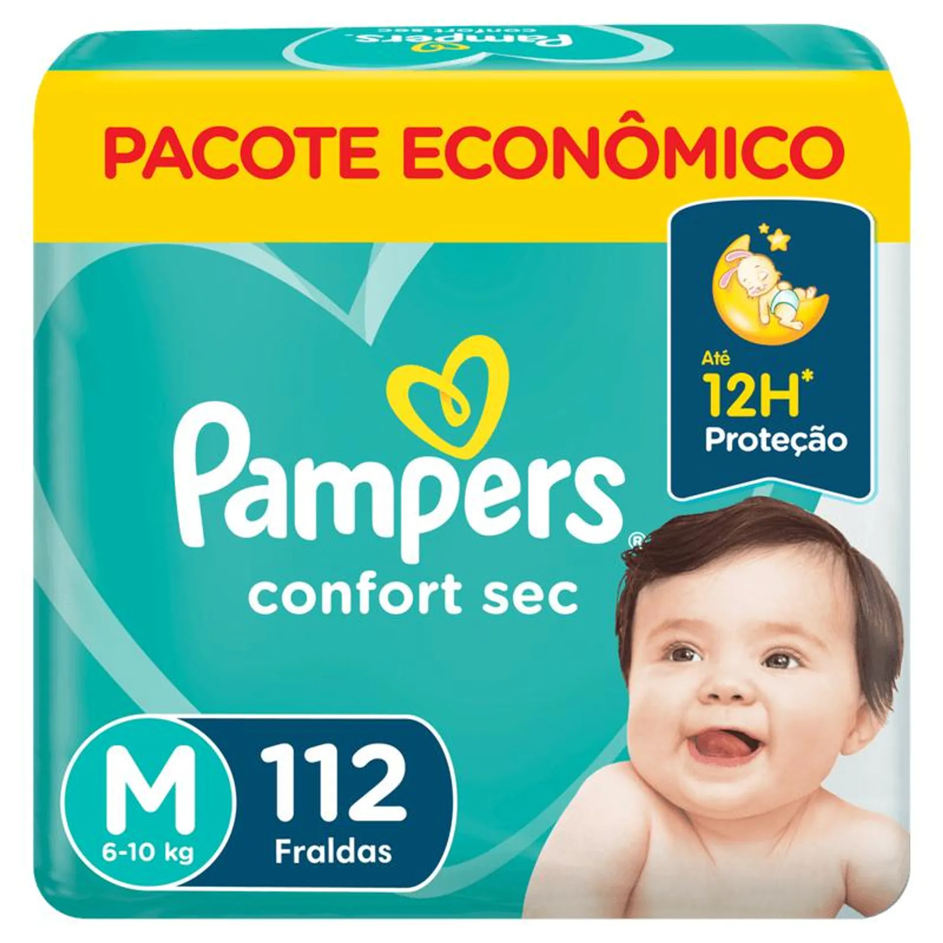 Fralda pampers confort sec M 112 unidades Pampers 112 unidades