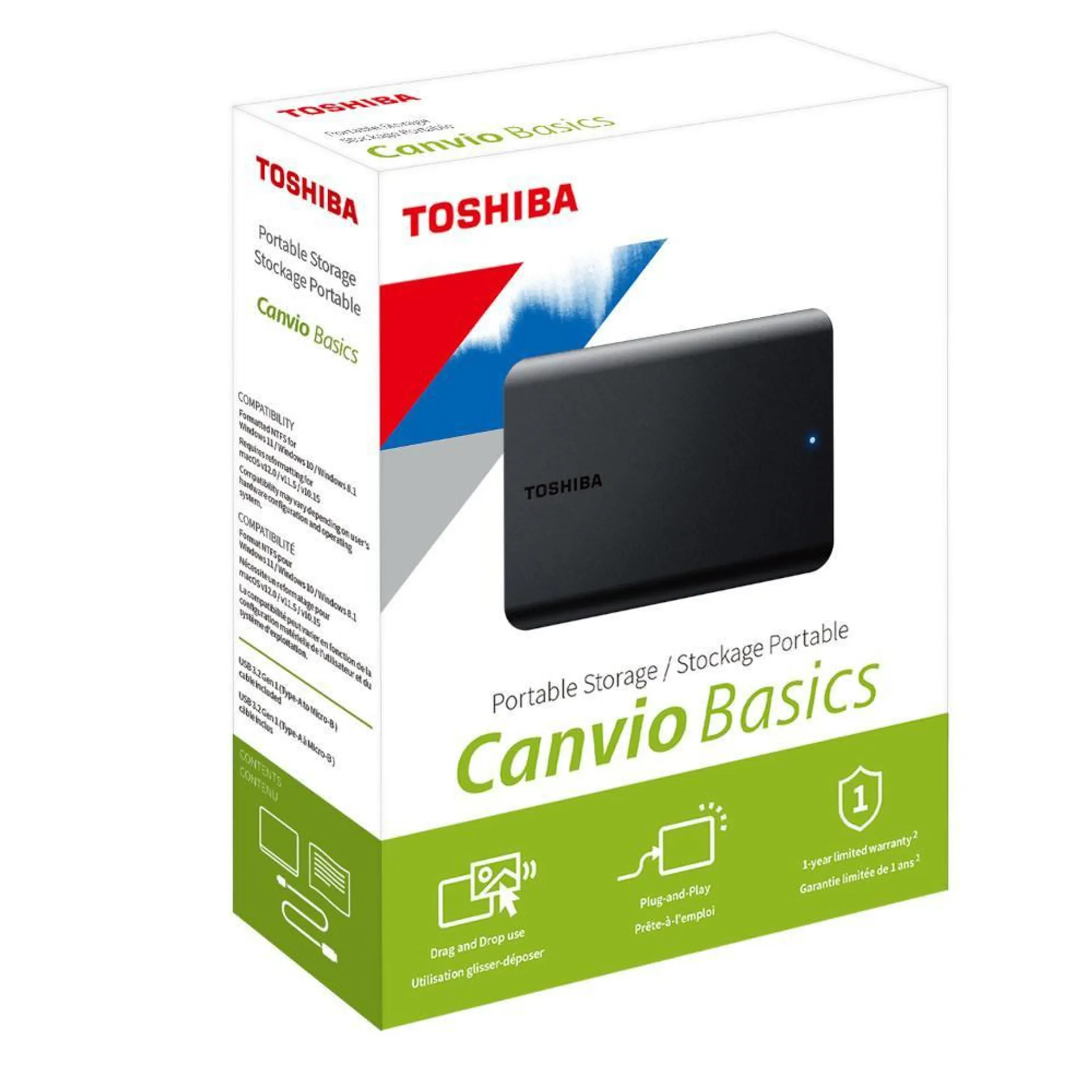 HD 2TB Externo USB 3.0 Toshiba Canvio Basics, HDTB520XK3AA