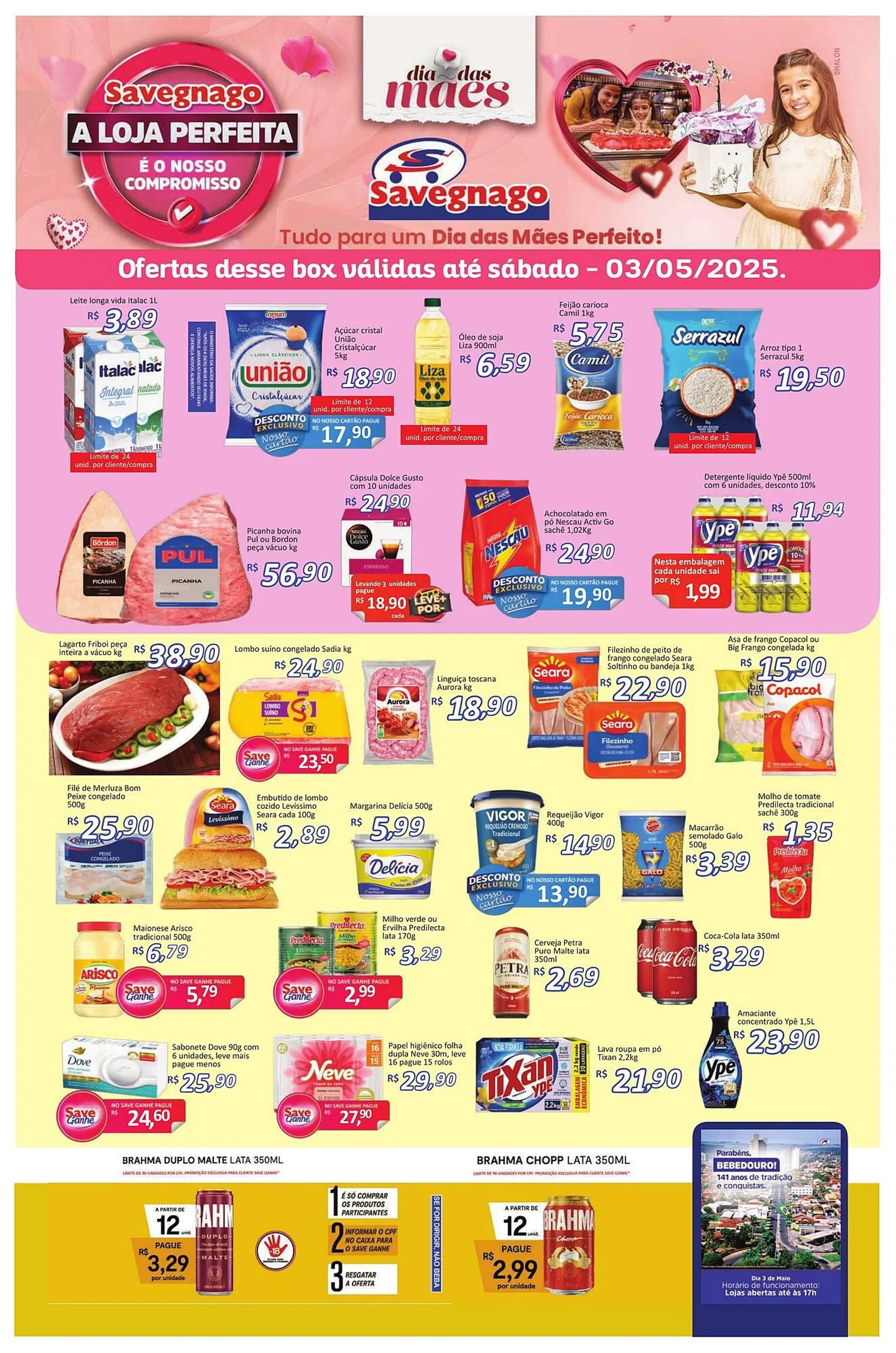 Encarte de Catálogo Supermercados Savegnago 1 de maio até 4 de maio 2025 - Pagina 1