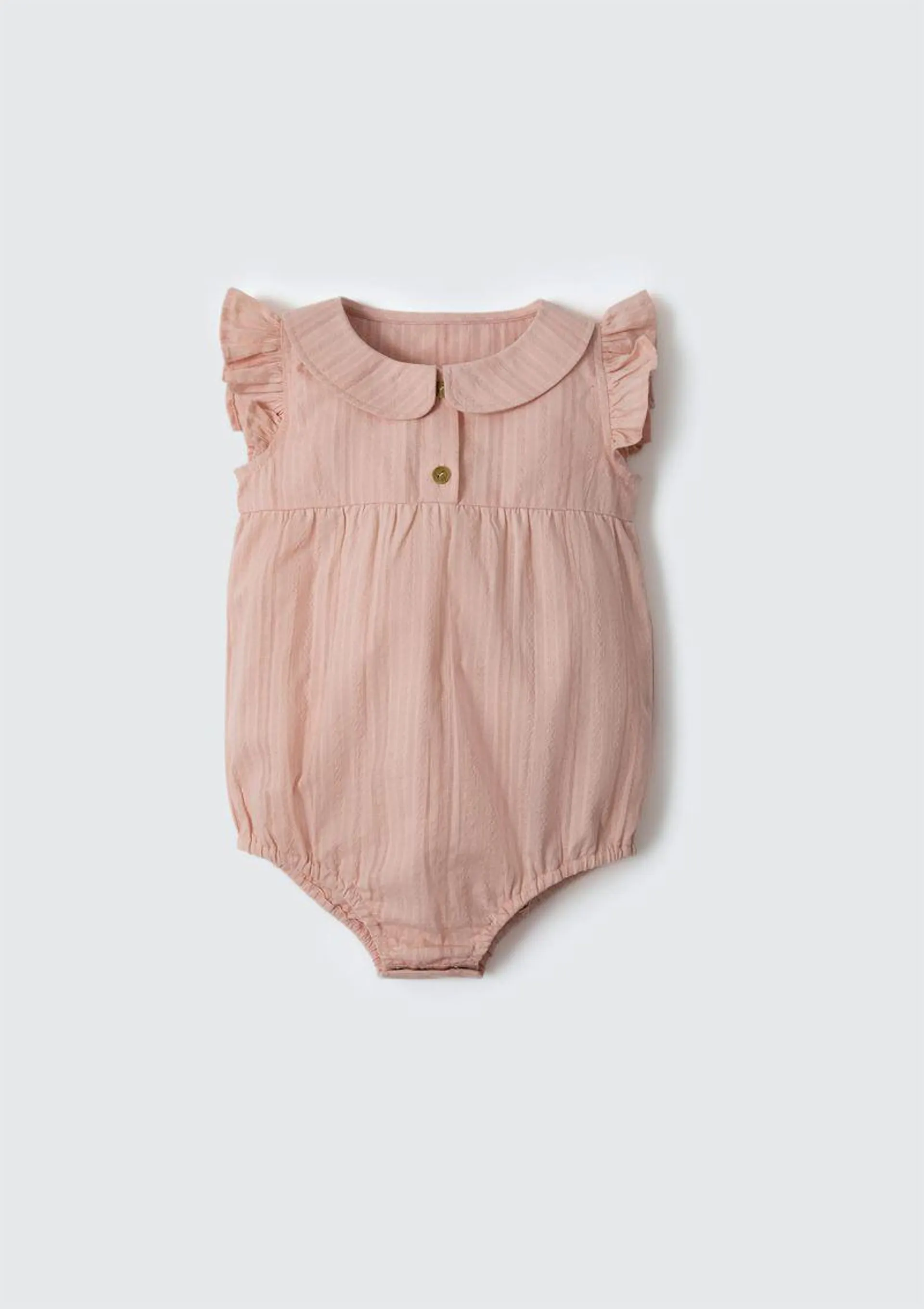 Body Gola Bebê Menina Com Babados - Rosa