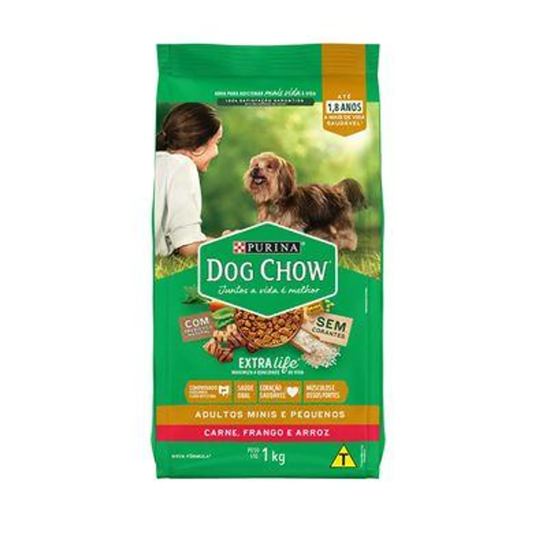 Ração Dog Chow Cães Adultos Minis e Pequenos Carne, Frango e Arroz 1 kg