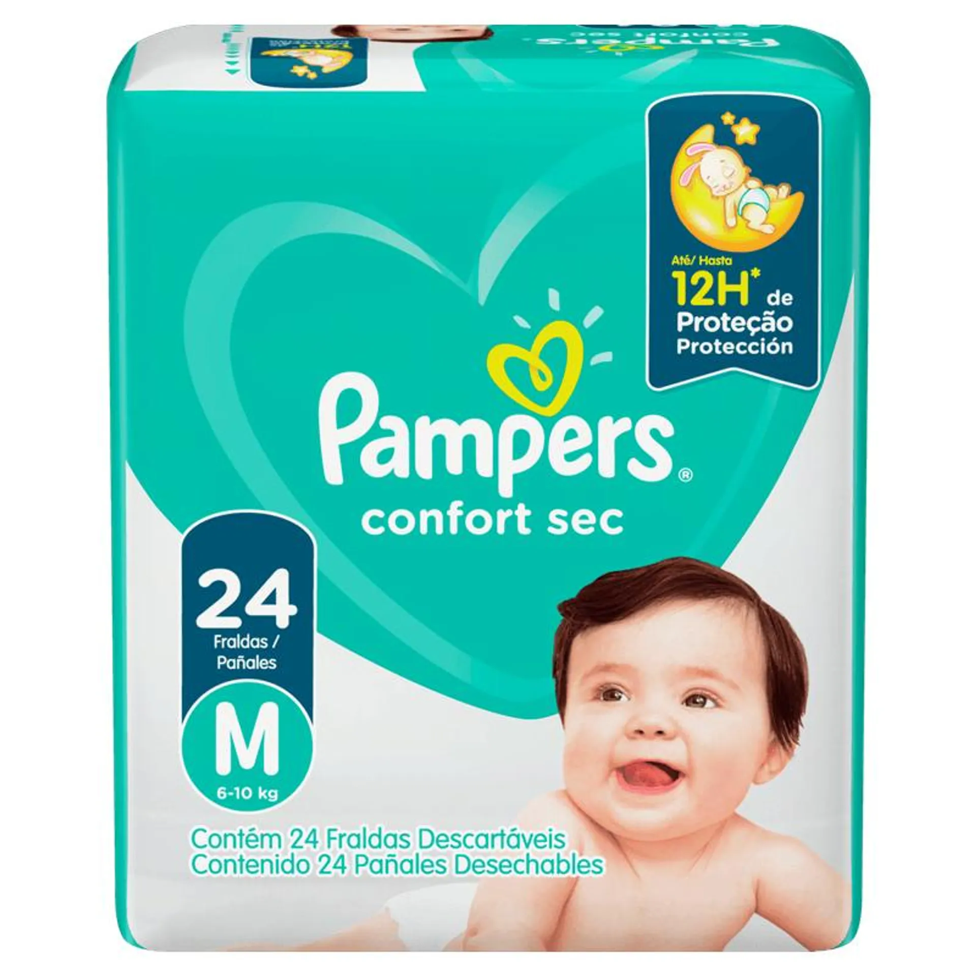 Fralda Confort Sec M Pampers com 24 unidades