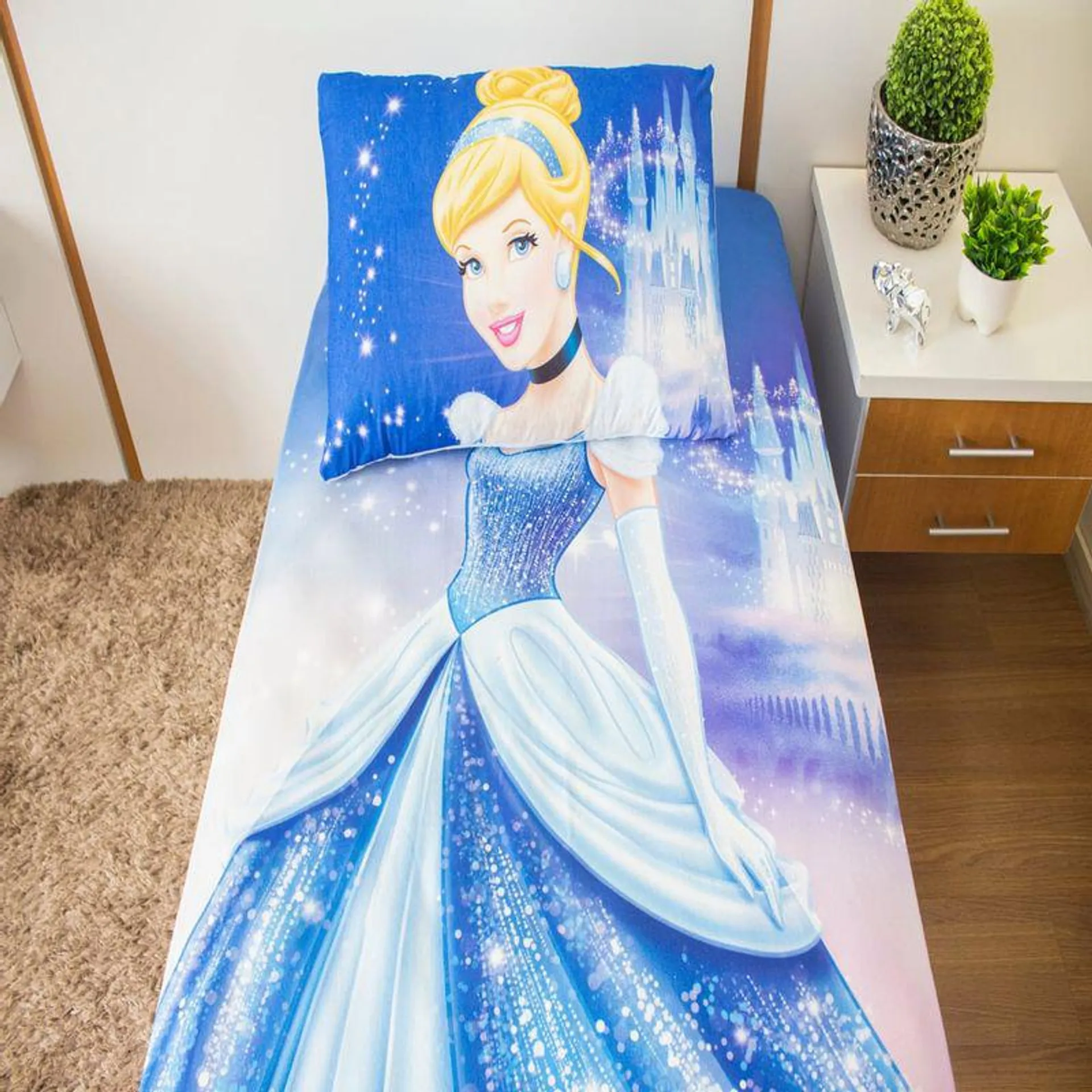 Jogo de Cama Cinderela Disney Solteiro 2 Peças 150x220cm - Portallar