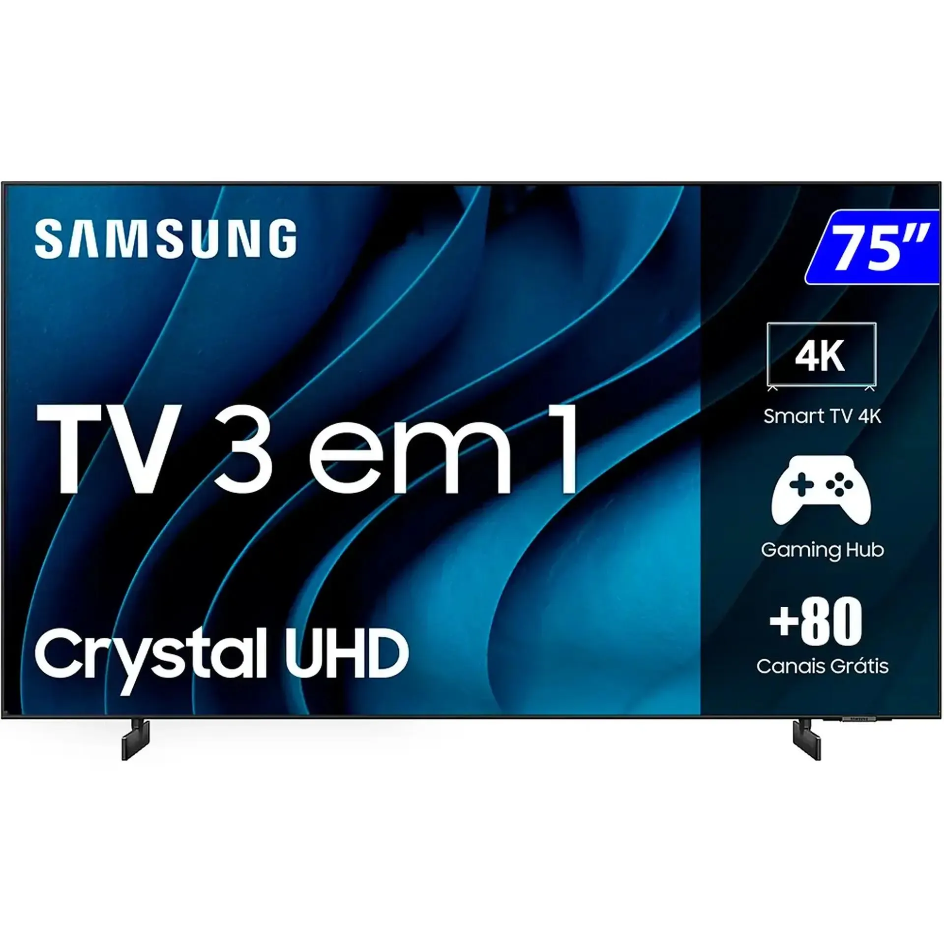 Smart TV Samsung 75" 4K Wi-Fi Tizen Crystal Comando de Voz UN75CU8000GXZD