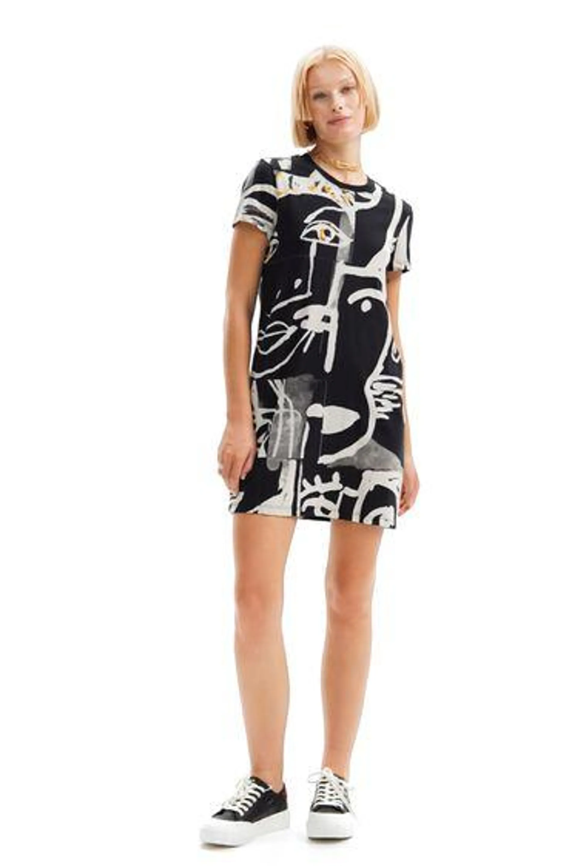 Face mini T-shirt dress