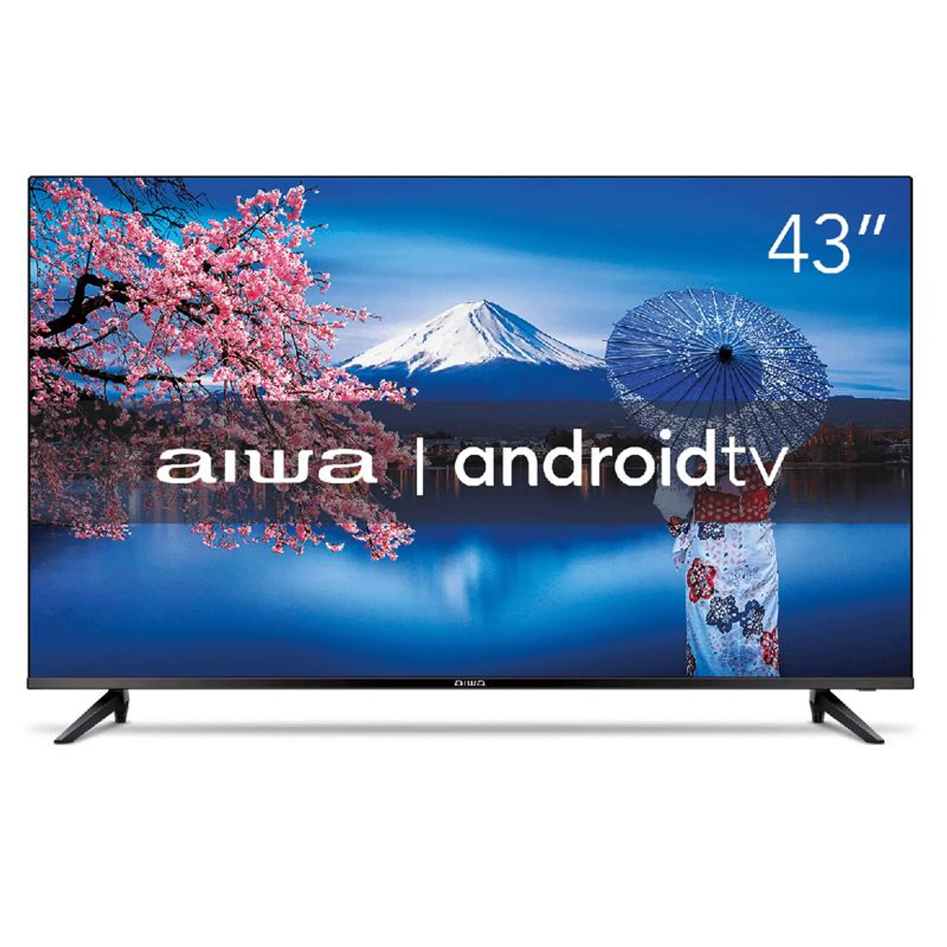 Smart TV 43" Aiwa Full HD Ultrafina HDR10 Android Comando de Voz Bluetooth AWS-TV-43-BL-02-A