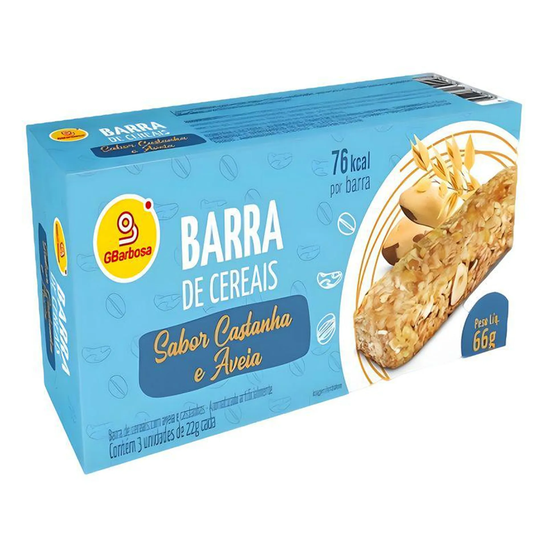 Barra de Cereal GBarbosa Castanha/Aveia 66g