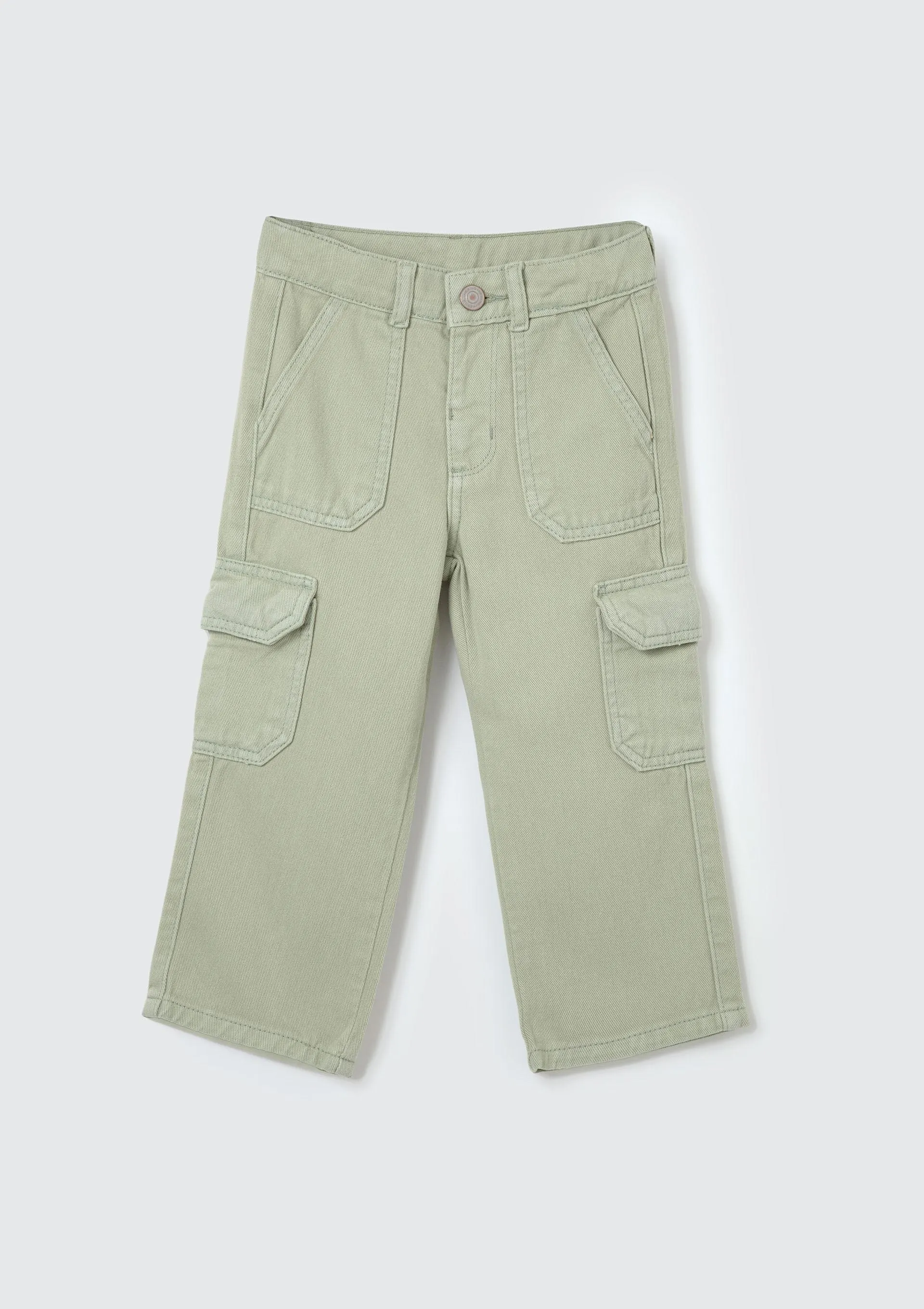 Calça Cargo Infantil Menina Toddler Em Sarja - Verde