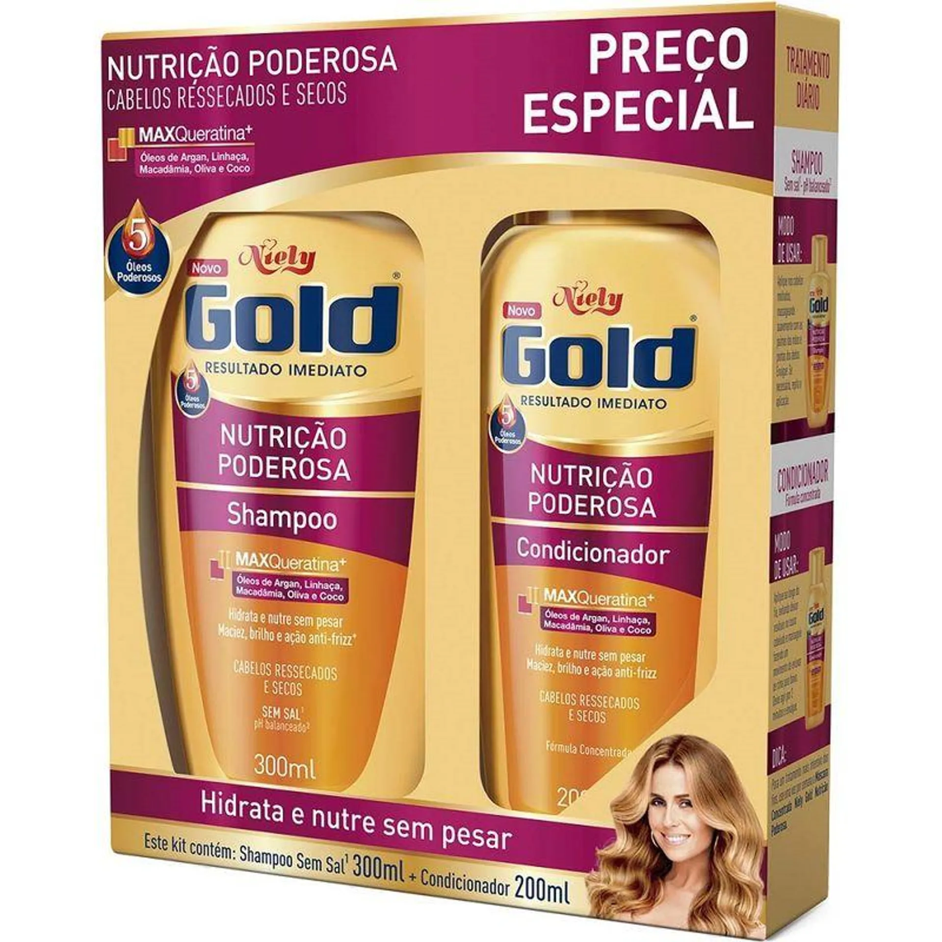 Shampoo 275ml+Cond 175ml Niely Gold Nutricao Magica