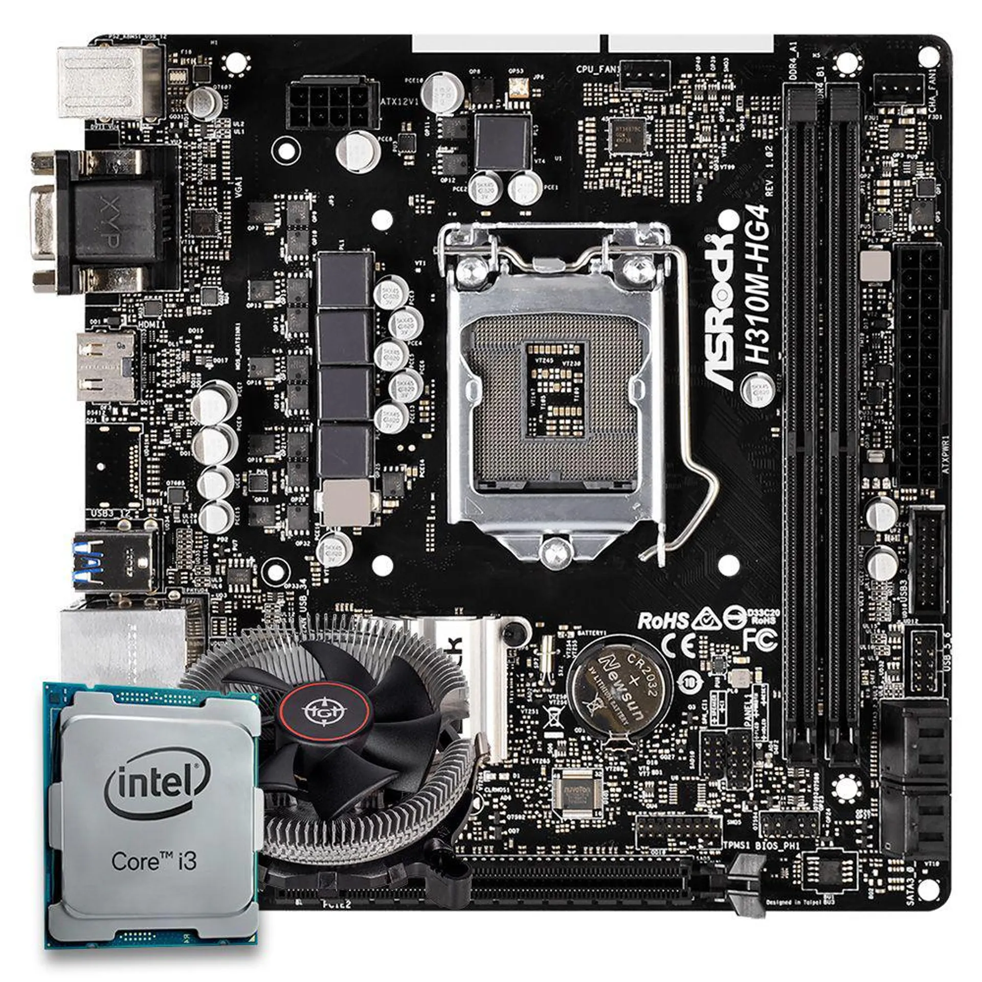 Kit Upgrade Pichau, Intel Core I3-8100, H310CM DDR4, Cooler