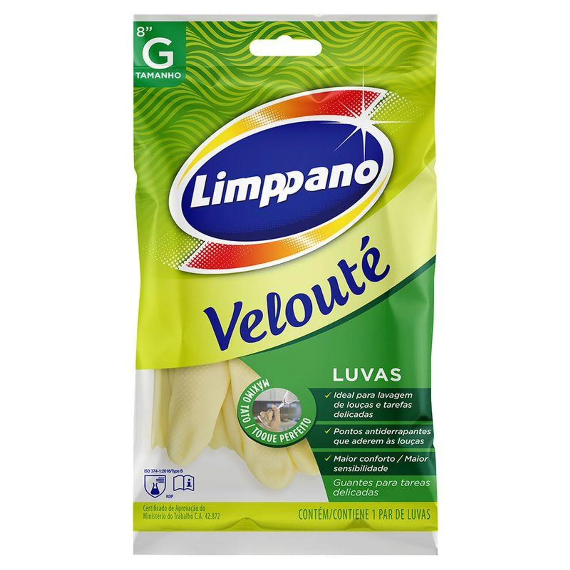 Luva Velouté Amarela Limppano G