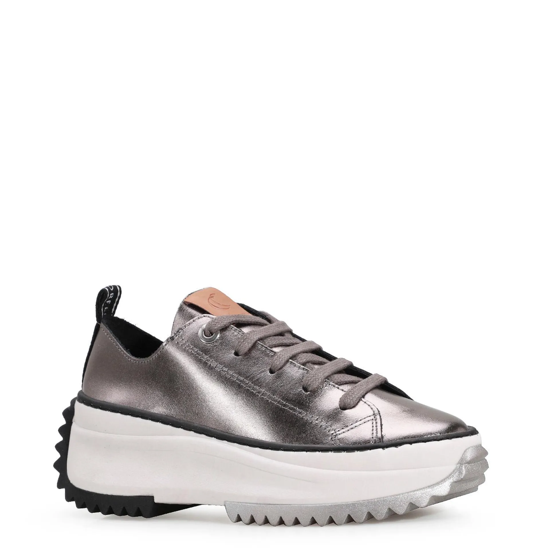 Tênis Flatform Couro Prata