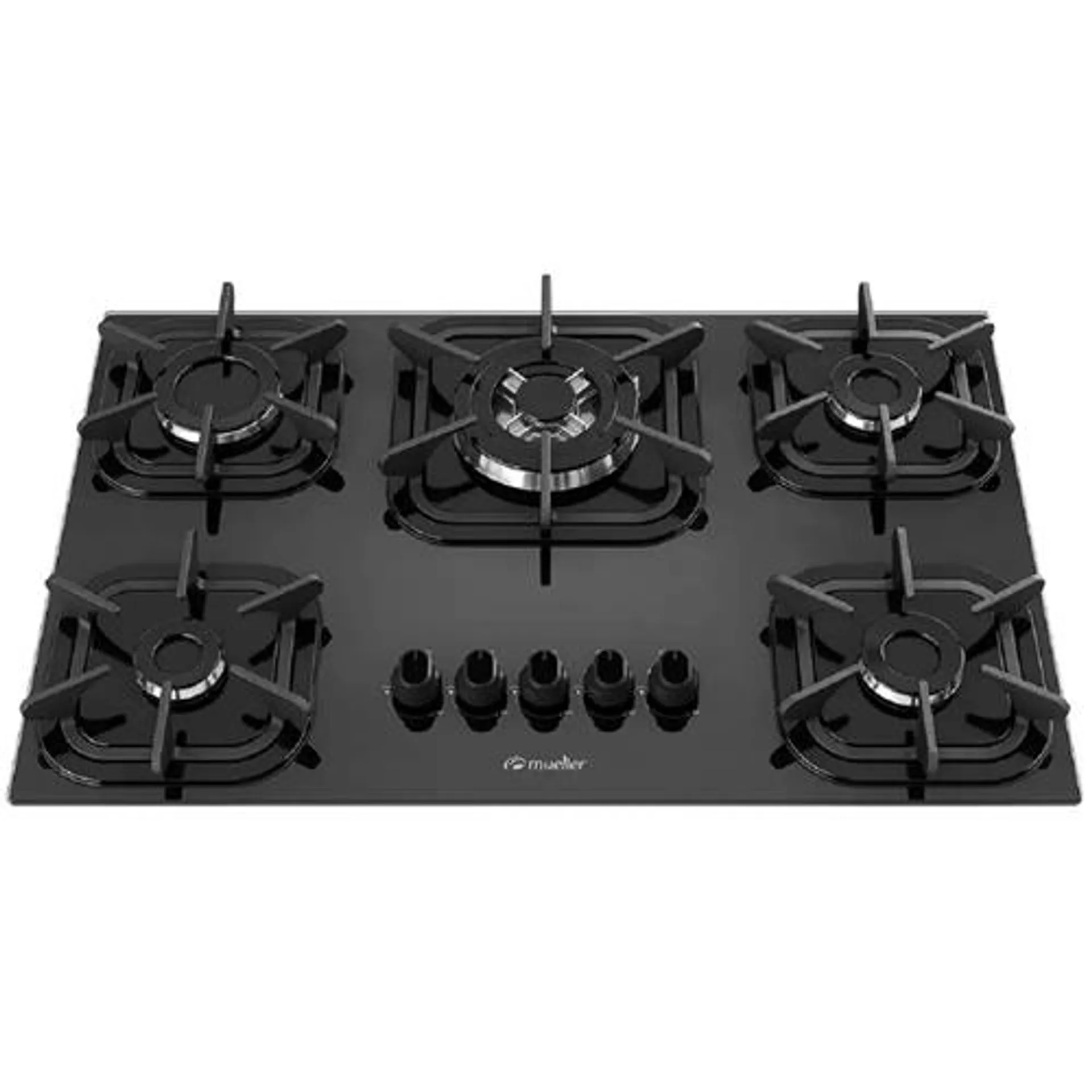 Cooktop Mueller 5 bocas Preto com Queimador Tripla chama