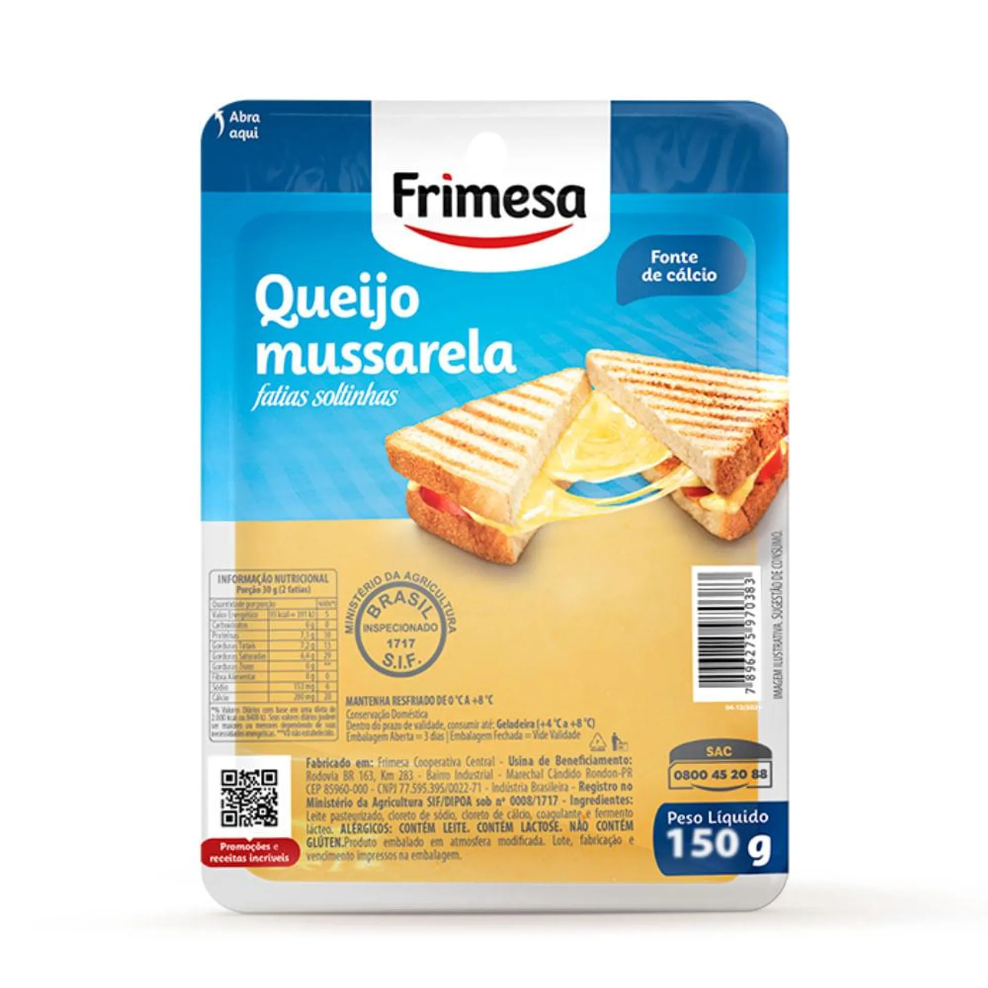 Queijo Muçarela Frimesa fatiado 150g