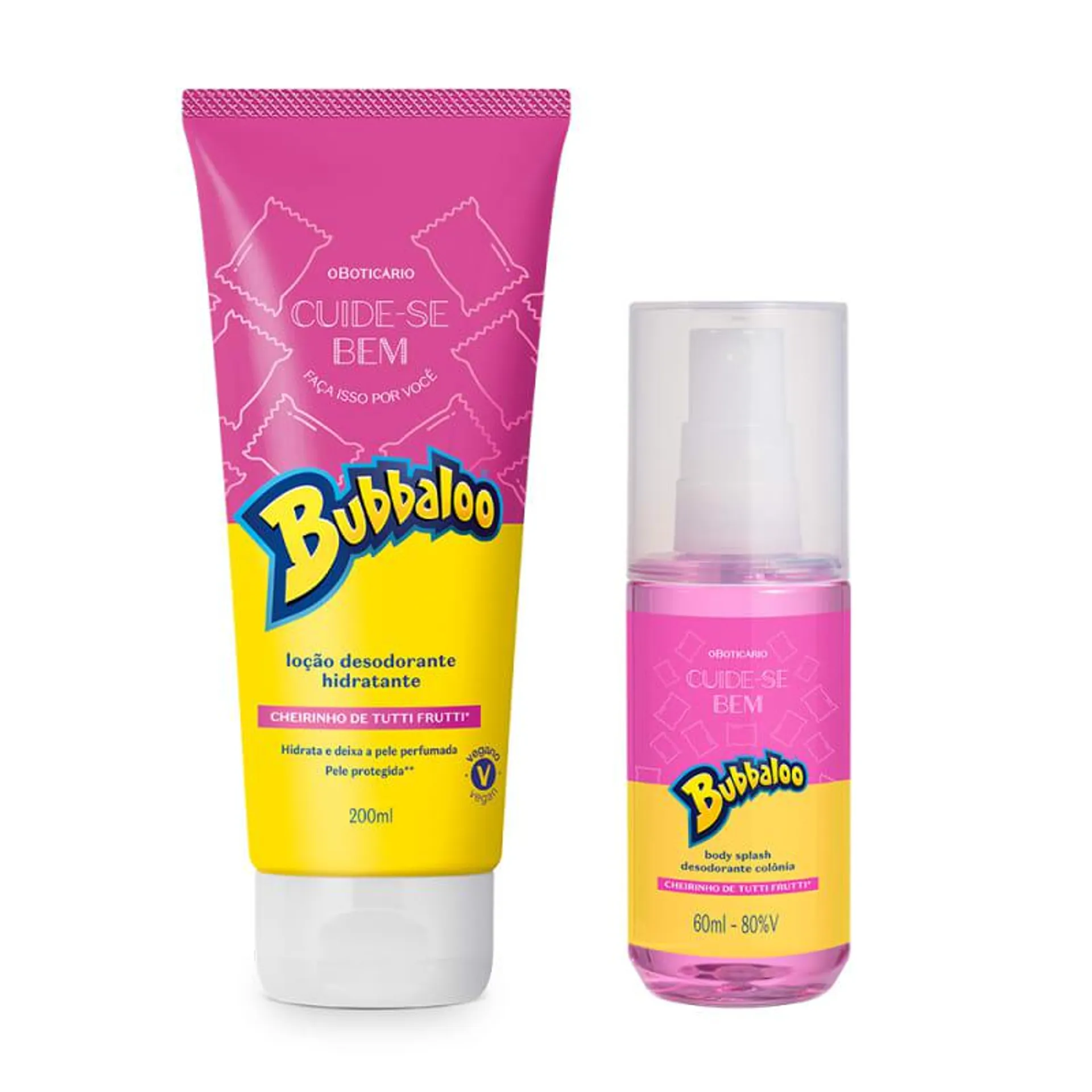 Combo Cuide-se Bem Bubbaloo Tutti Frutti: Loção Corporal 200ml + Body Splash 60ml