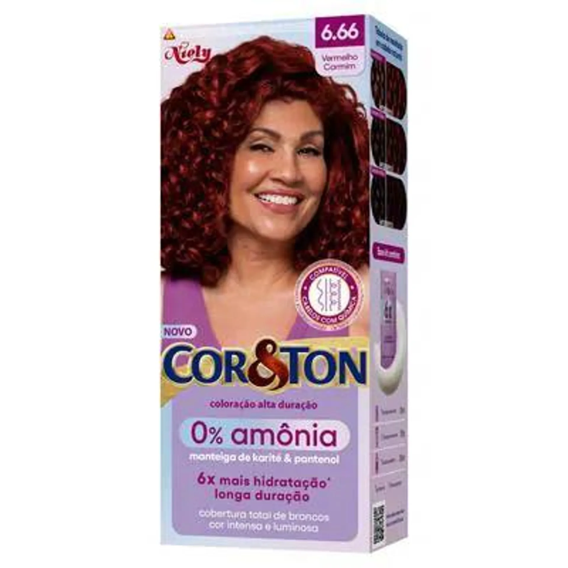 Tintura Cor&Ton Niely 0% Amônia 6.66 Vermelho Carmim