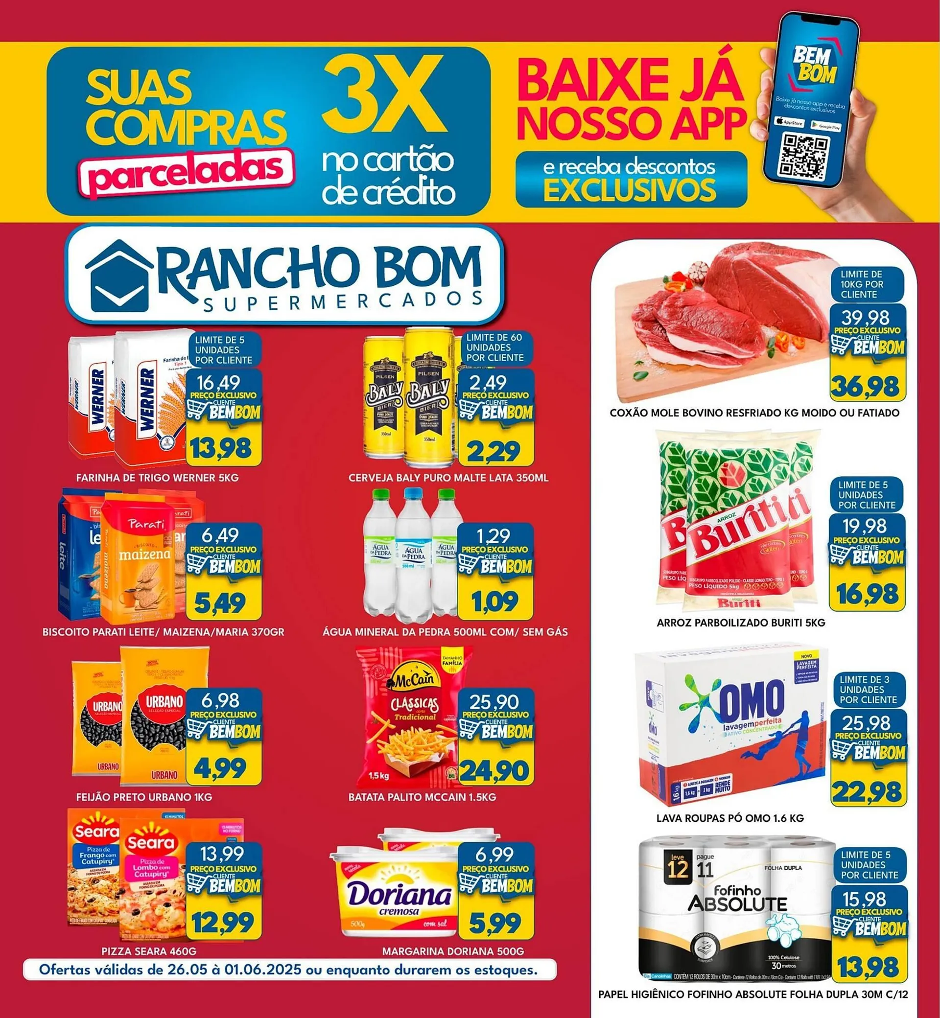 Encarte de Catálogo Rancho Bom Supermercados 26 de maio até 1 de junho 2025 - Pagina 1
