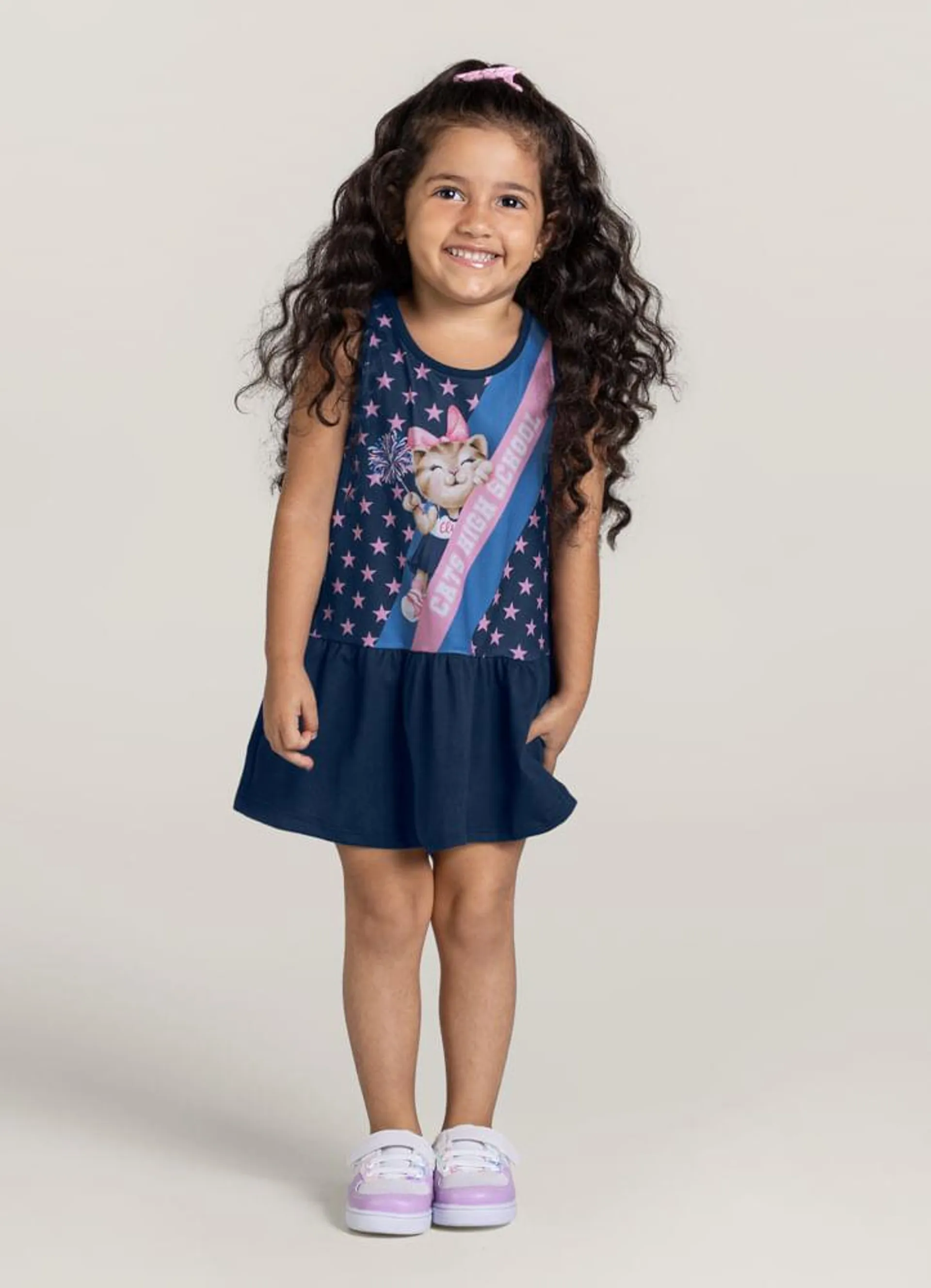 Vestido regata em malha infantil menina Brandili