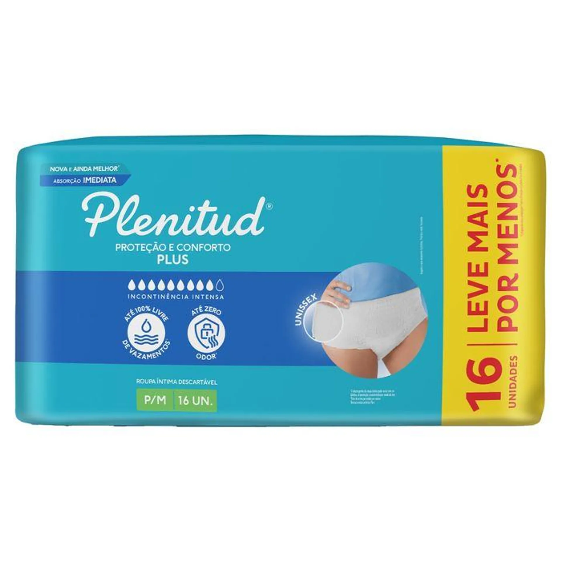 Roupa Íntima Plenitud Protect Plus P/ M Com 16 Unidades