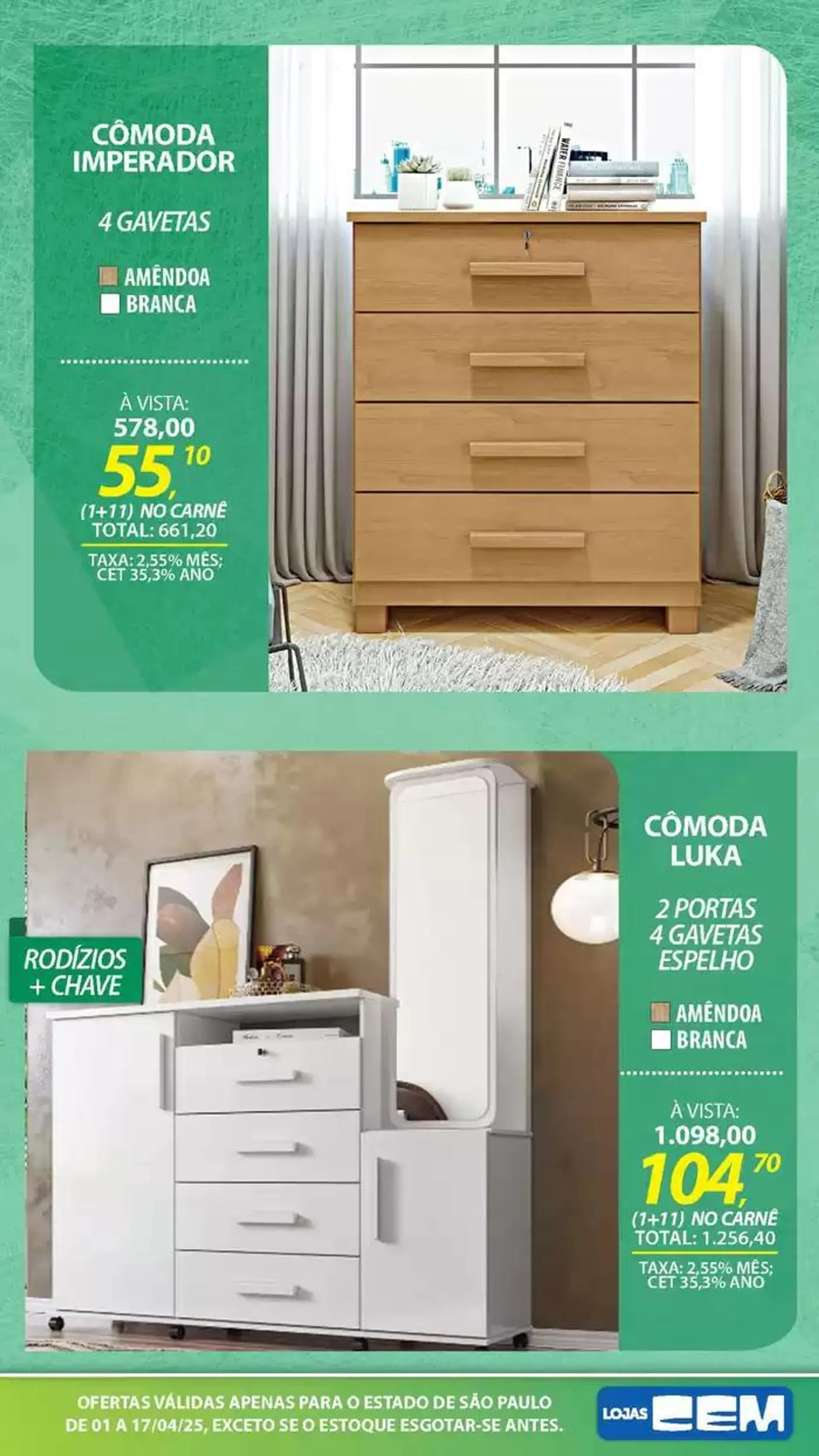 Encarte de Encarte Lojas Cem 3 de abril até 17 de abril 2025 - Pagina 102