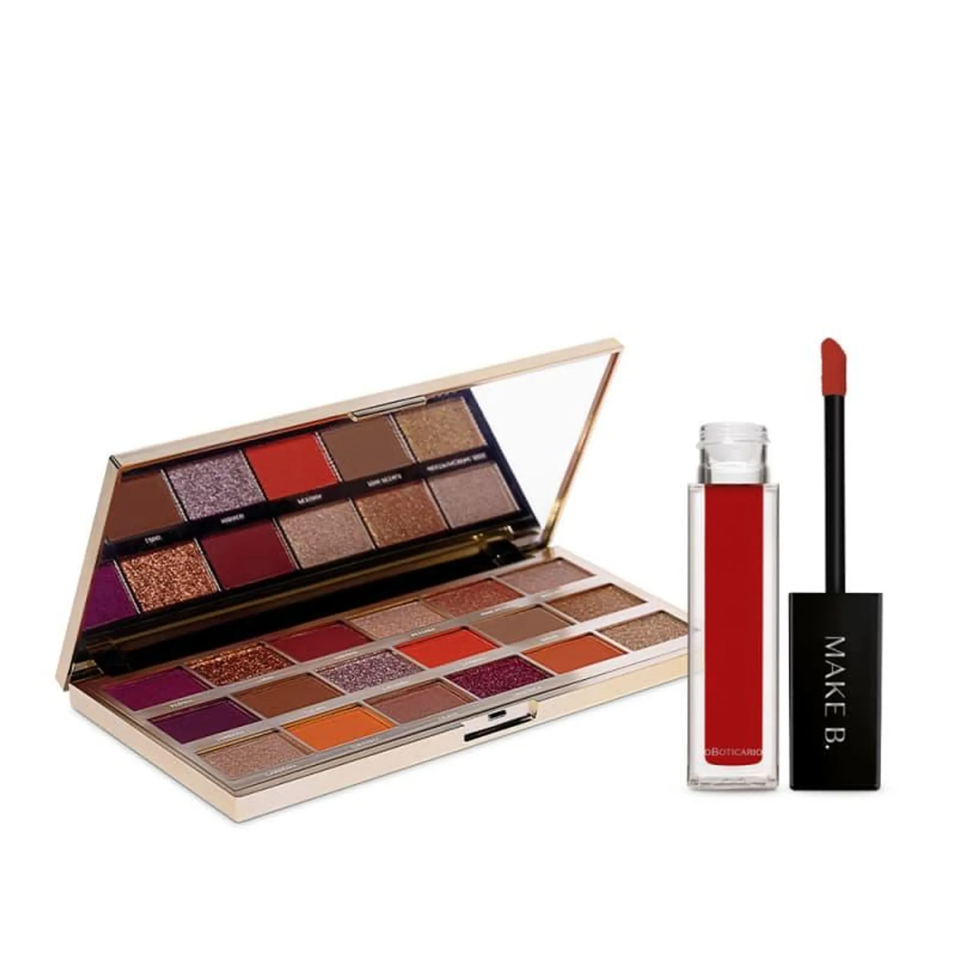 Combo Make B.: Palette Multifuncional 15g + Batom Líquido Mate Vermelho 5ml