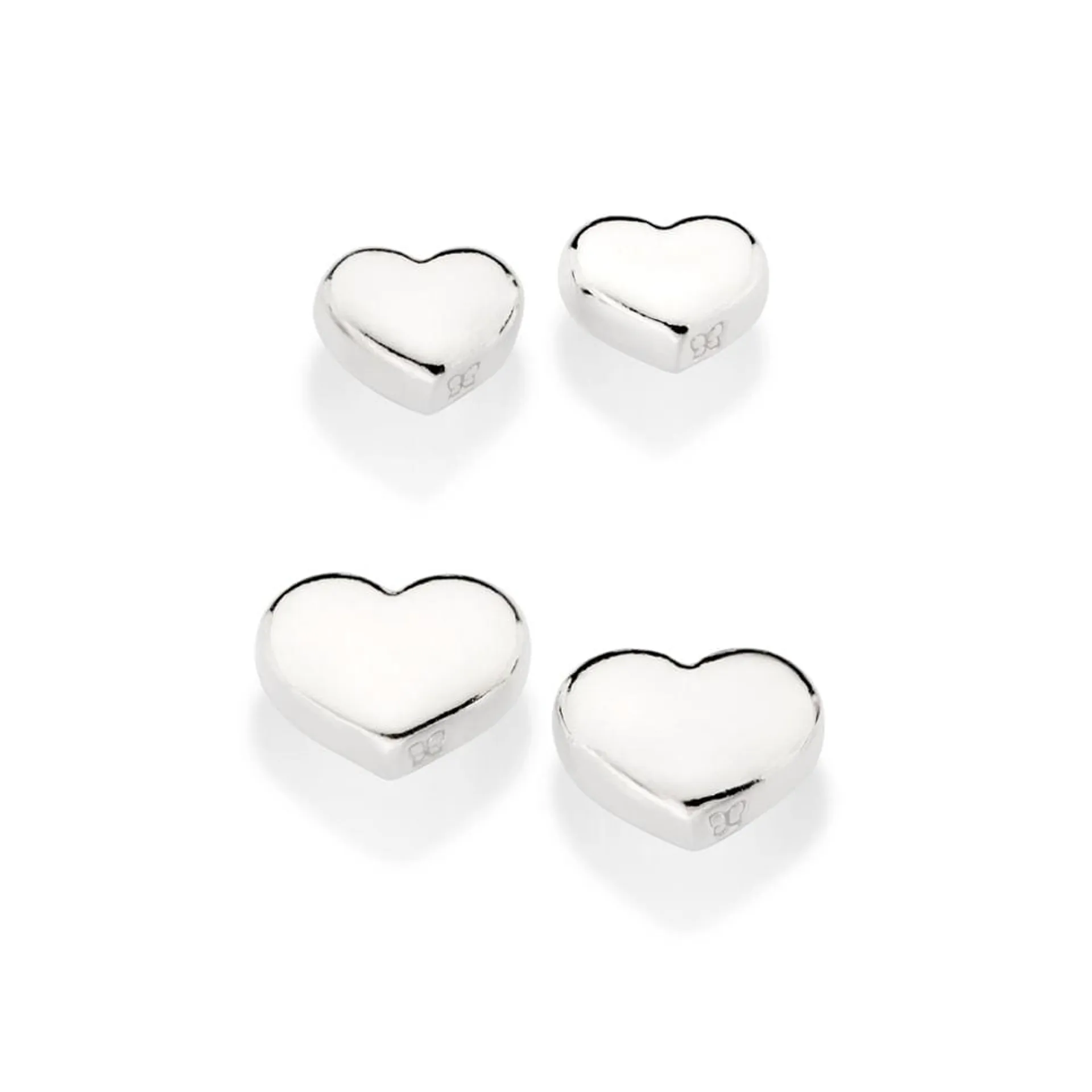 KIT BRINCOS COM CORAÇÕES LISOS DE PRATA MACIÇA 925 - TAM.ÚNICO 8202250000