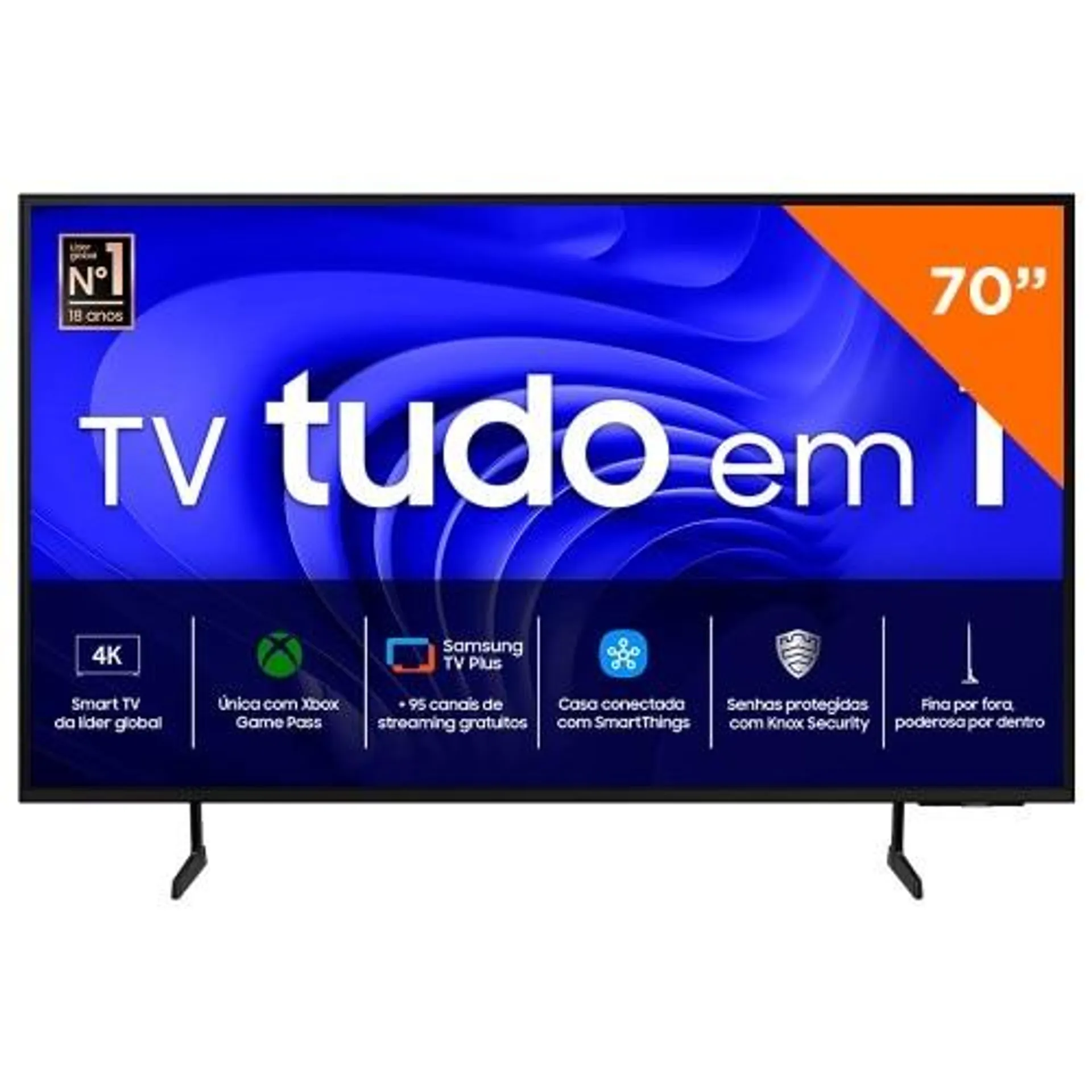 Smart TV 70 Polegadas Samsung Crystal UHD 4K com Gaming Hub, UN70DU7700