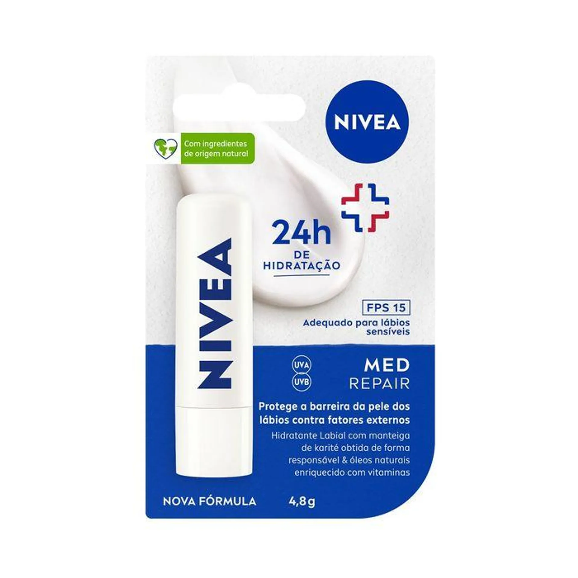 Protetor Labial Nivea Lip Care Med Repair FPS15 4,8g