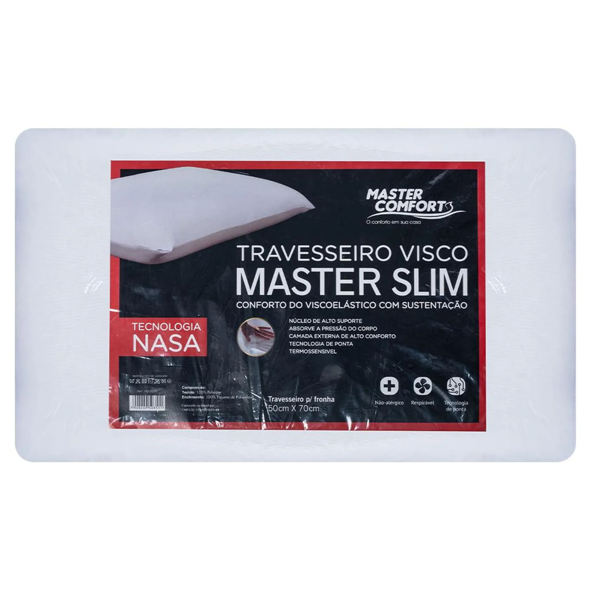 Travesseiro Visco Master Slim 50x70cm 10220215 - Master Comfort