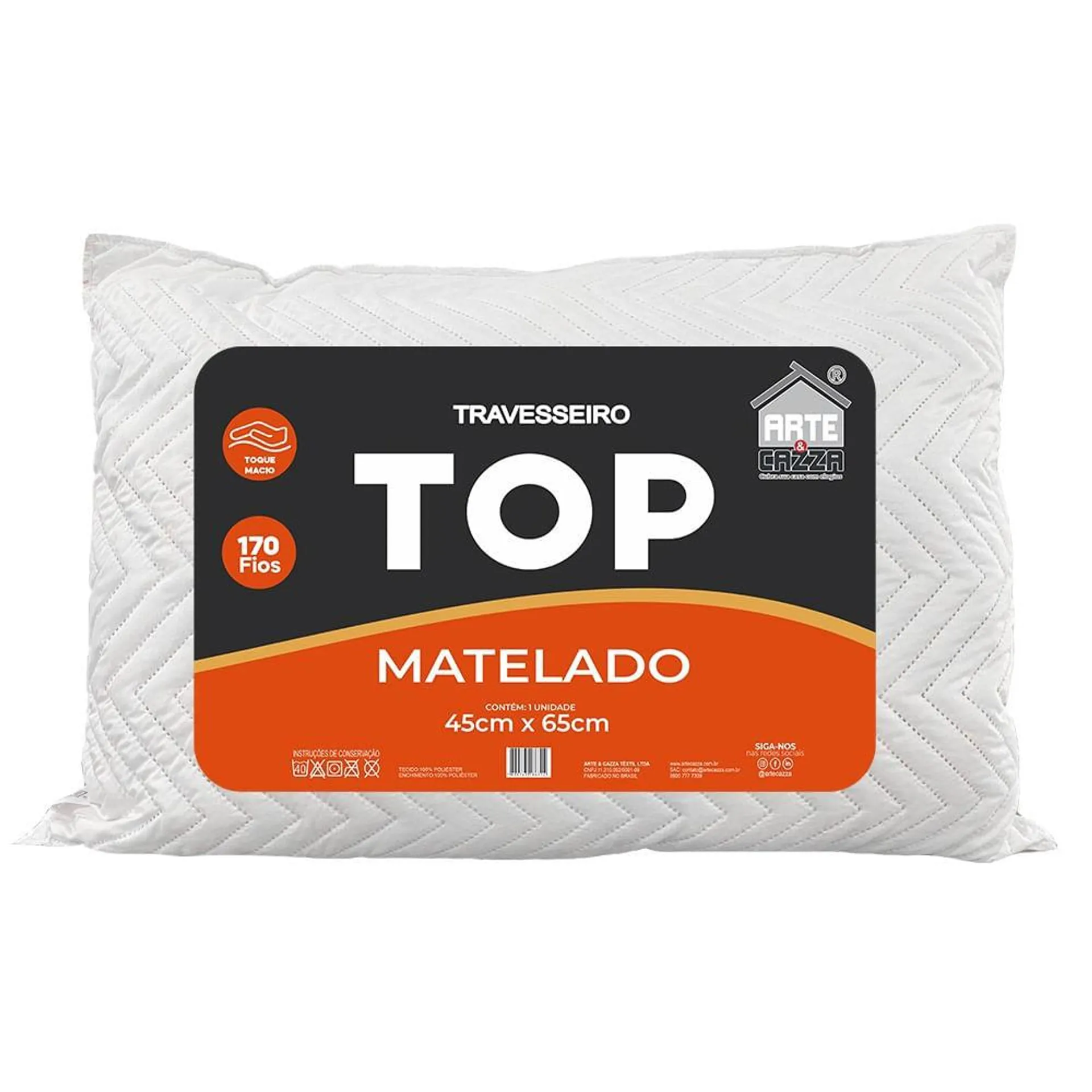 Travesseiro Matelado Top Poliéster Branco 45x65cm AC5267 - Arte & Cazza