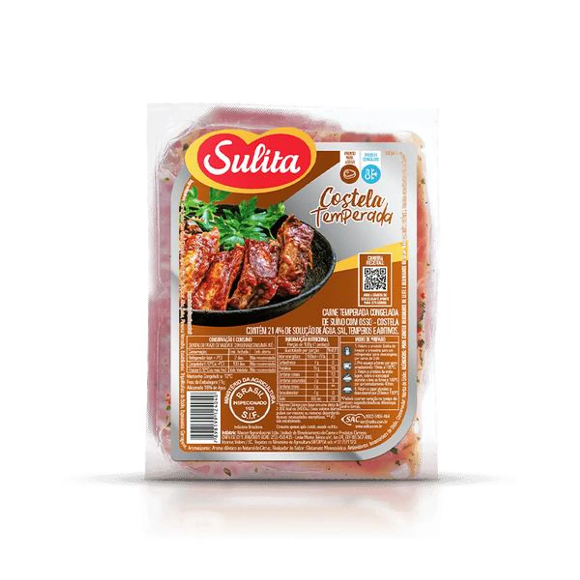 Costela Suína Temperada Sulita Congelada 1,2kg