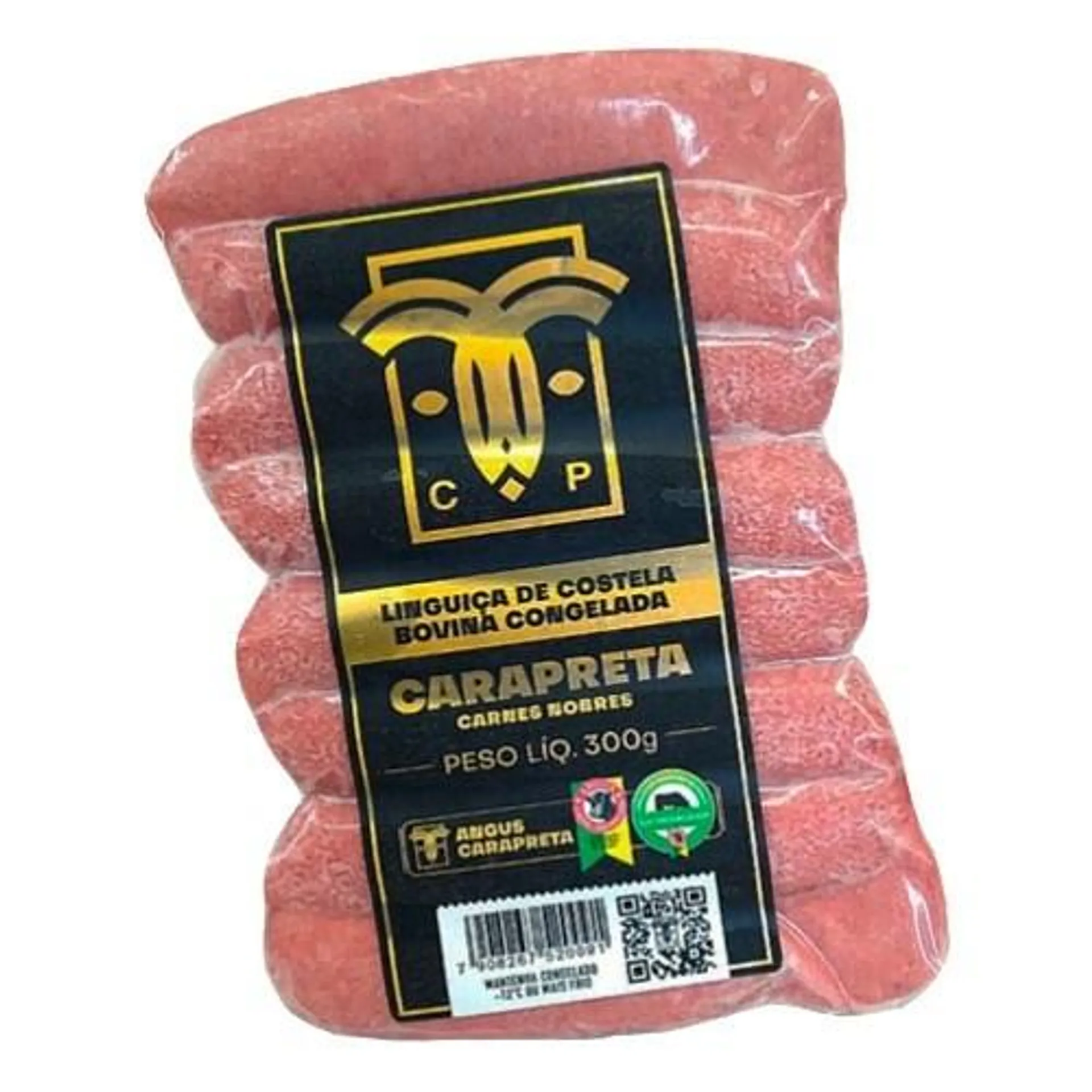 Linguiça Bovina de Costela Angus Congelada Carapreta Pacote 300G