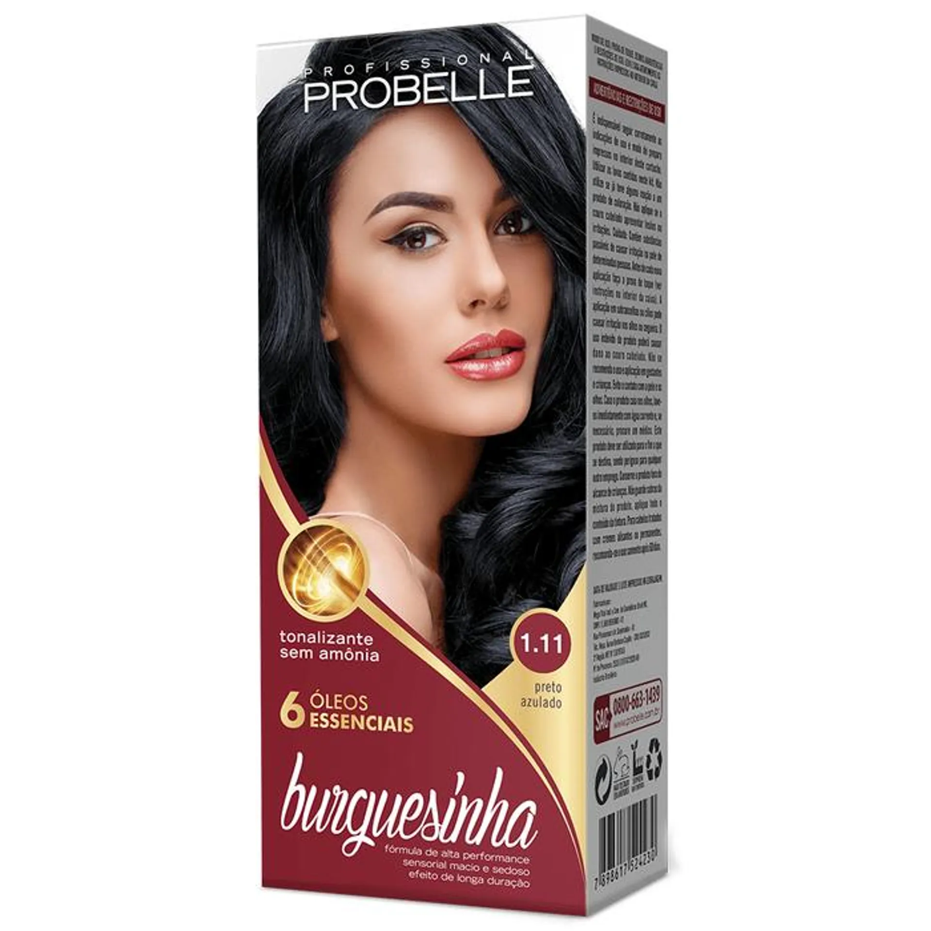 Tonalizante Probelle Burguesinha 1.11 Preto Azulado 50ml