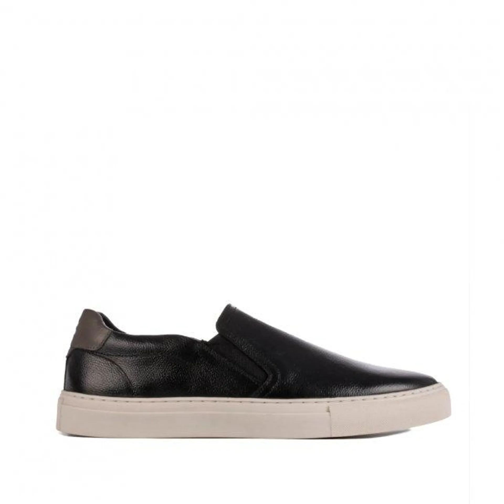 Tênis Slip On Masculino Preto Cinza Couro