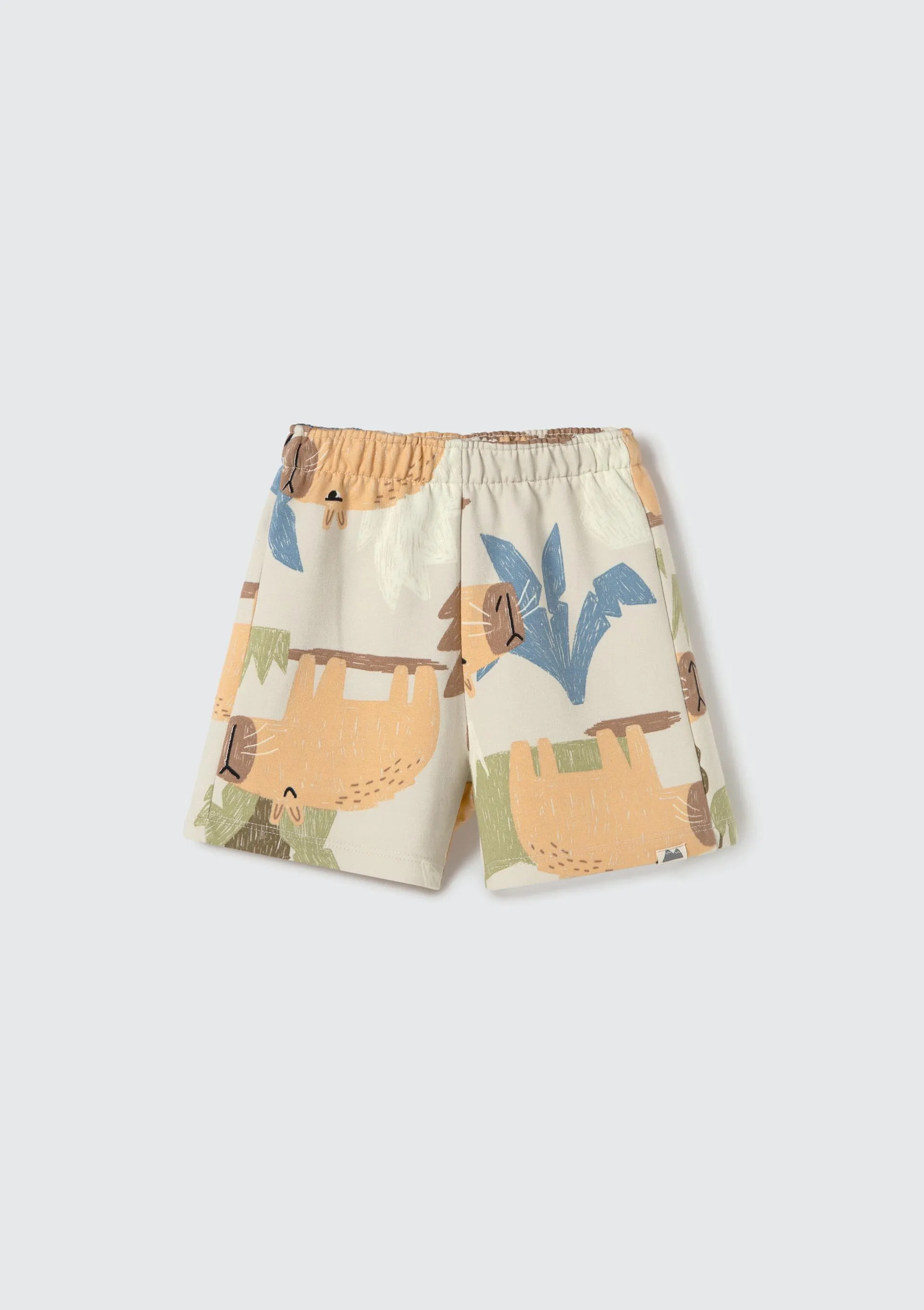 Shorts De Moletom Infantil Menino Toddler Estampado - Bege