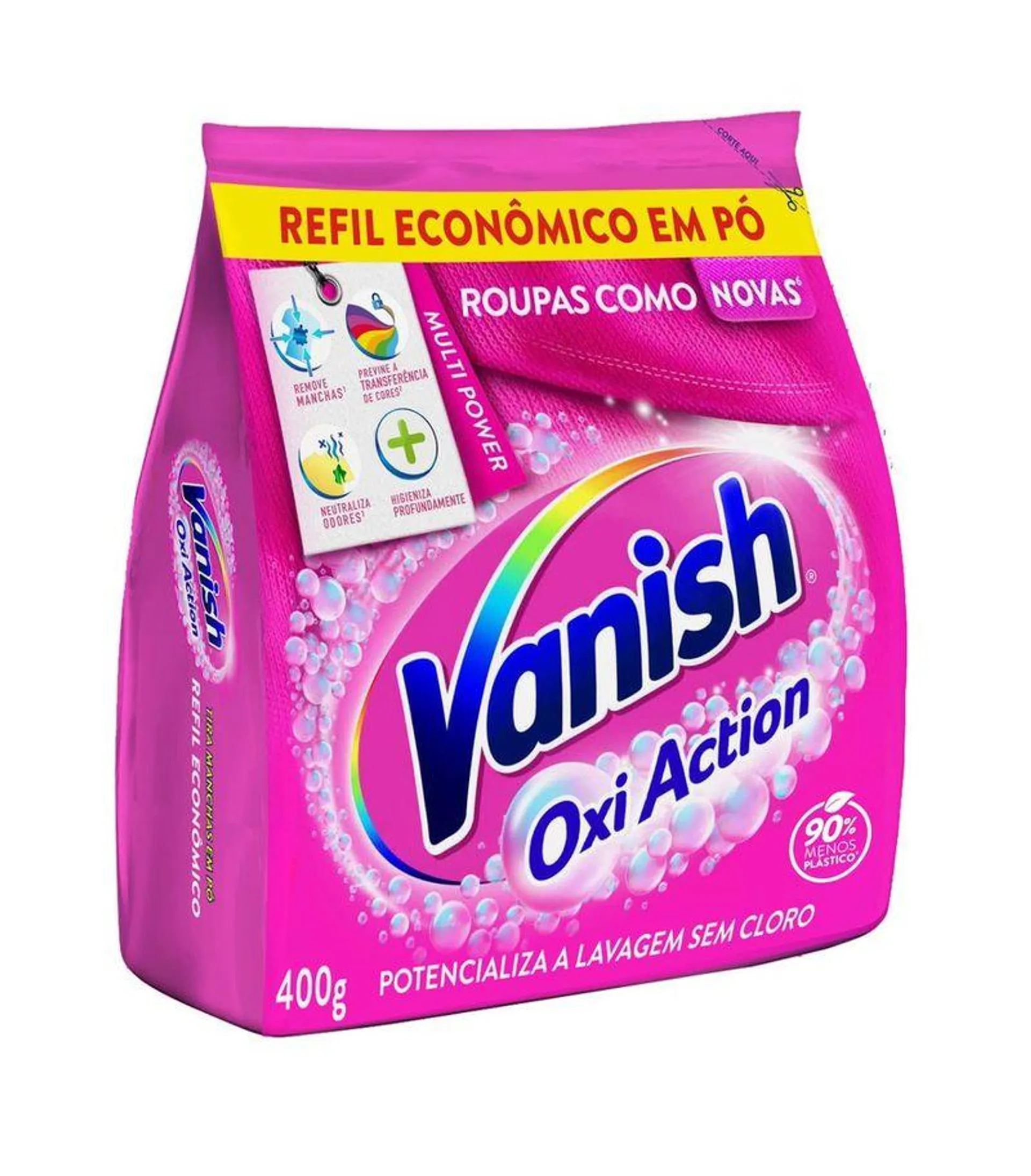 Tira Manchas VANISH em Pó Oxi Action para roupas coloridas Refil Econômico 400g