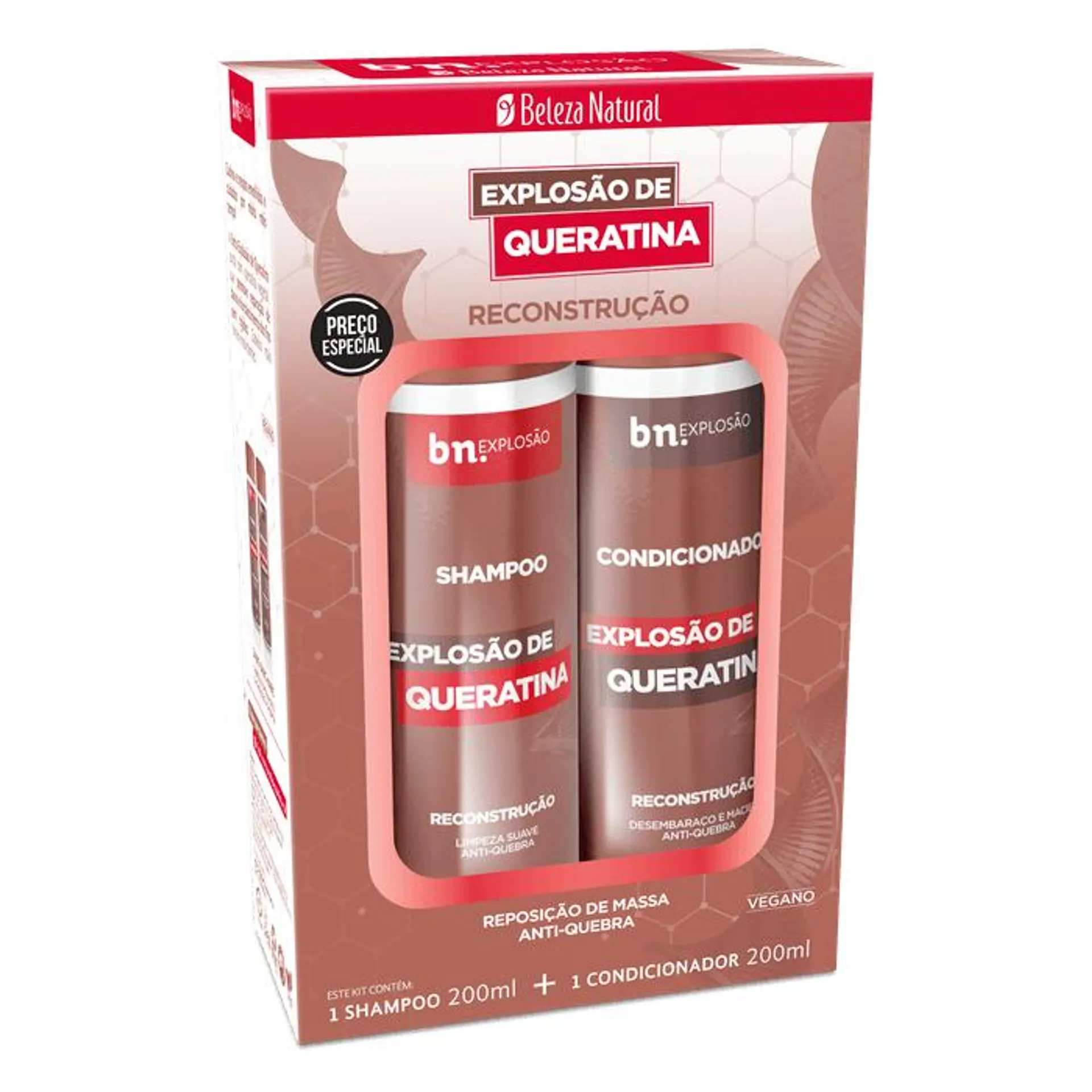 Beleza Natural Kit Shampoo+Condicionador Queratina 200ml