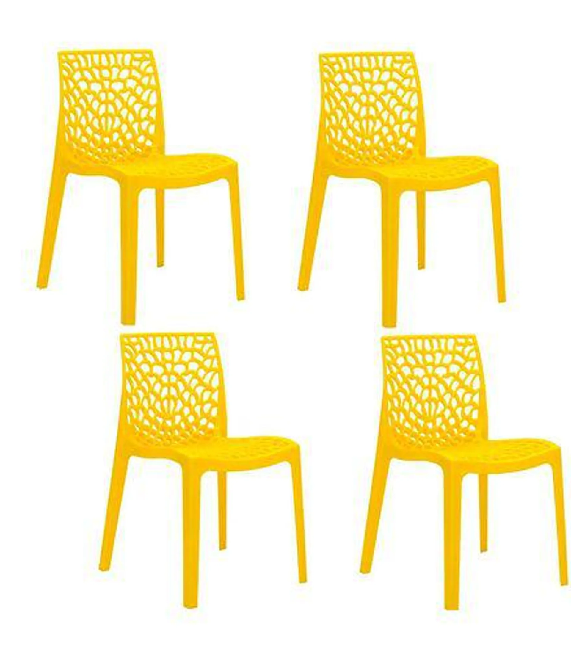 Conjunto 4 Cadeiras Coral Gruvyer Amarelo New Plastic