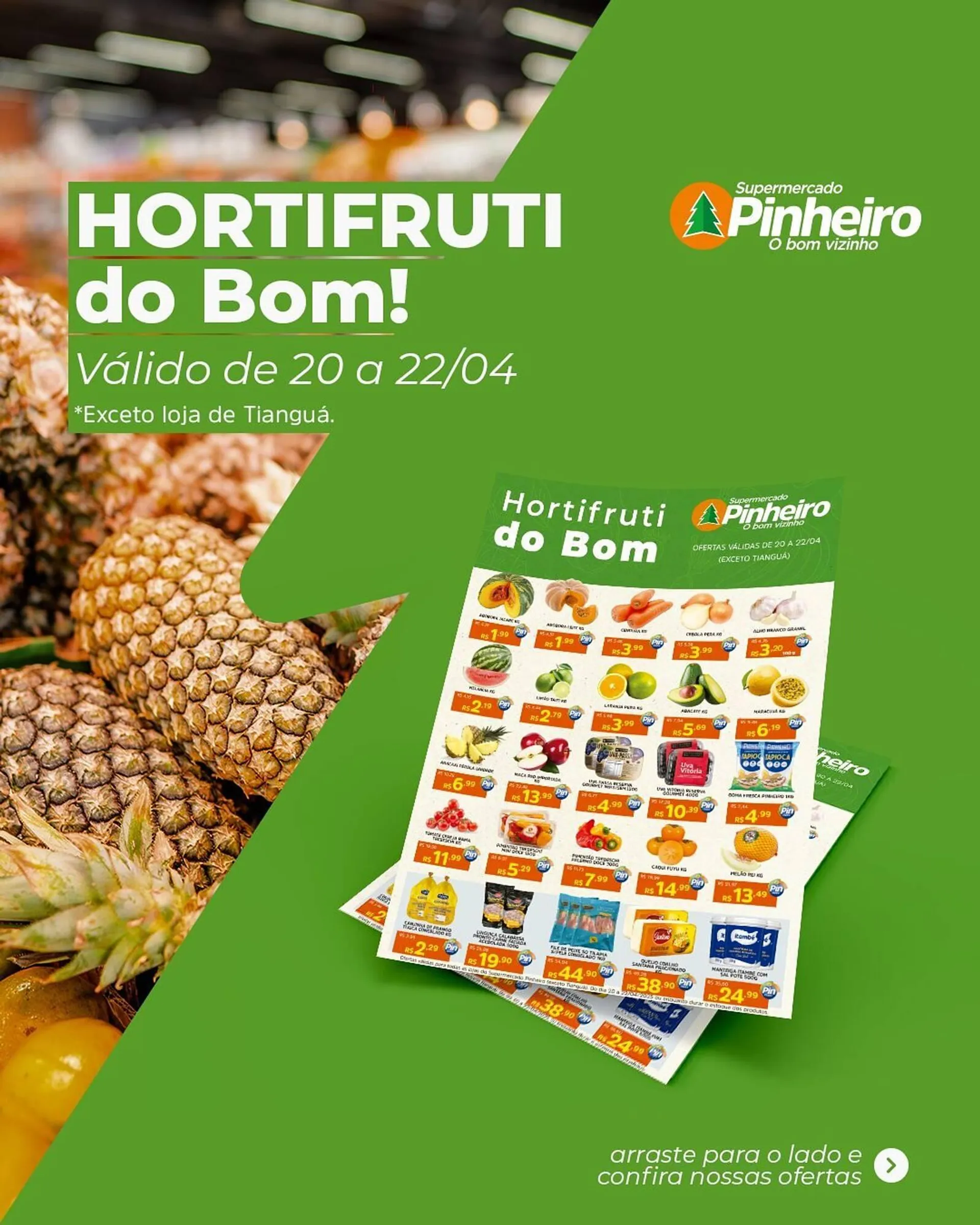 Encarte de Catálogo Pinheiro Supermercado 20 de abril até 22 de abril 2025 - Pagina 1