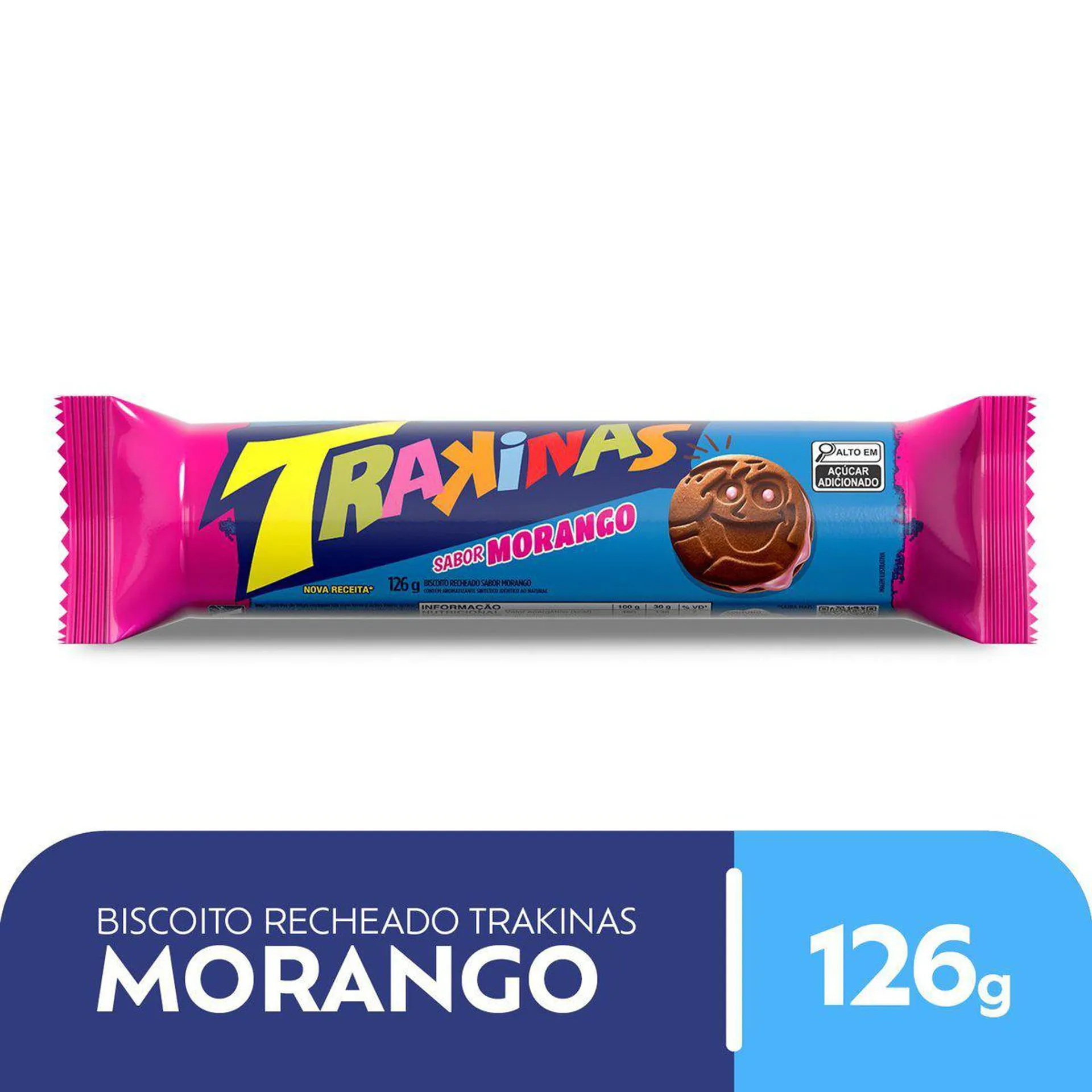 Biscoito Recheado Trakinas Morango 126g